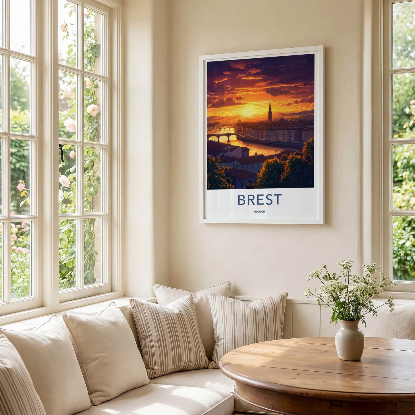 Brest Poster - France Wall Art - Dramatic Sunset City Home Decor