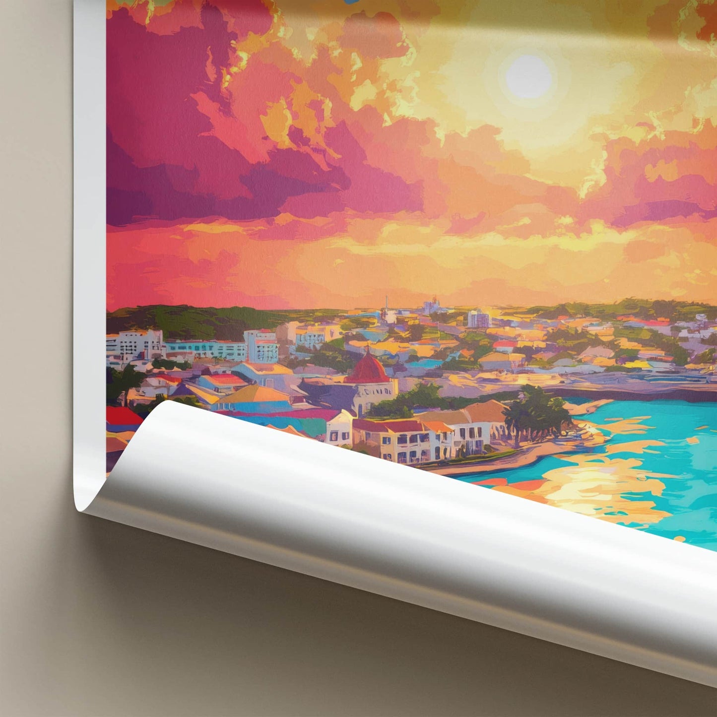 Bridgetown Poster - Barbados Travel Art - Coastal Sunset View Wall Decor