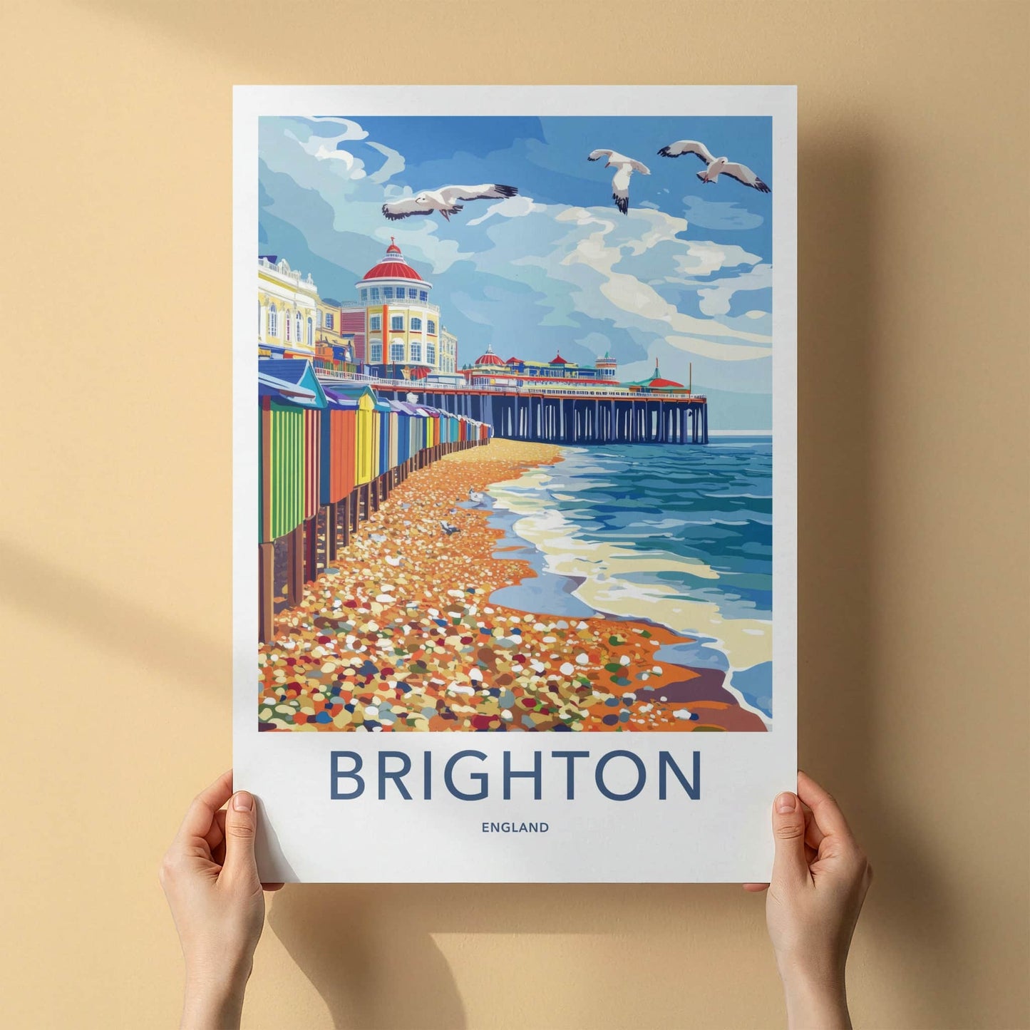 Brighton Poster - England Travel Art - Brighton Pier Beach Wall Decor