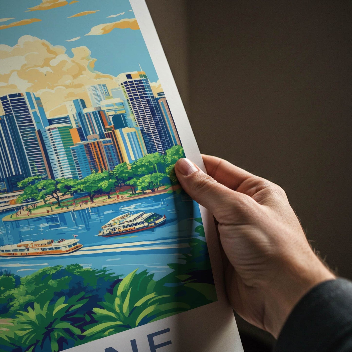 Brisbane Poster - Australia Travel Art - River City Scene Home Decor