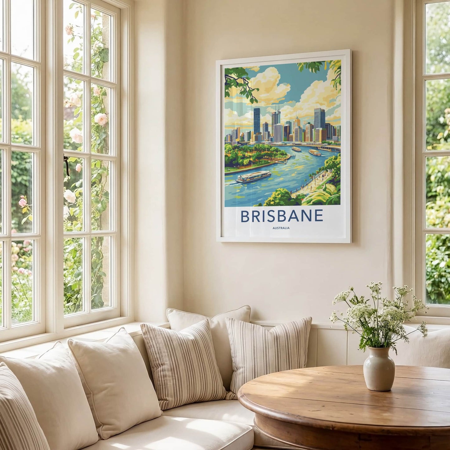 Brisbane Poster - Australia Travel Art - Vibrant Cityscape River Home Decor