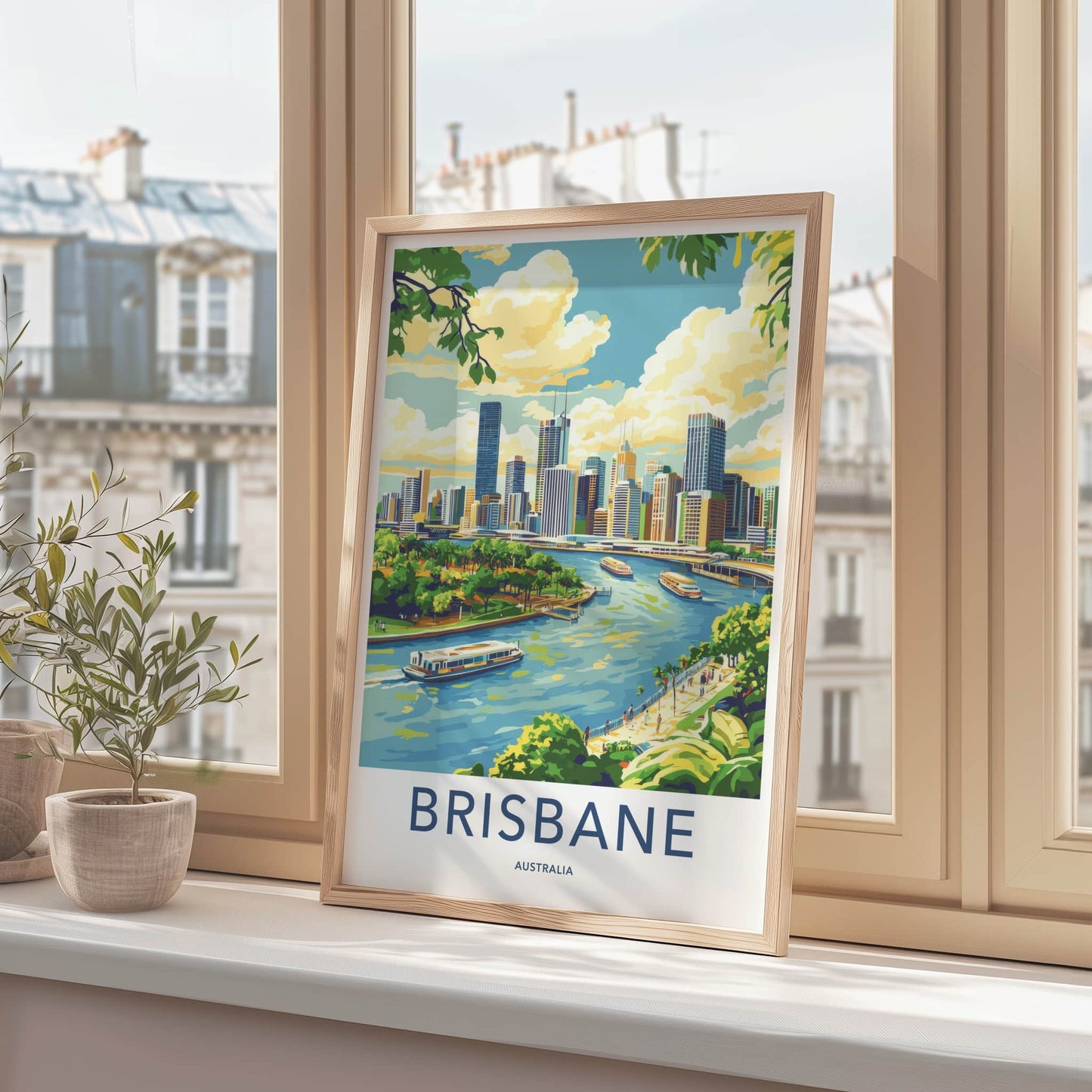 Brisbane Poster - Australia Travel Art - Vibrant Cityscape River Home Decor