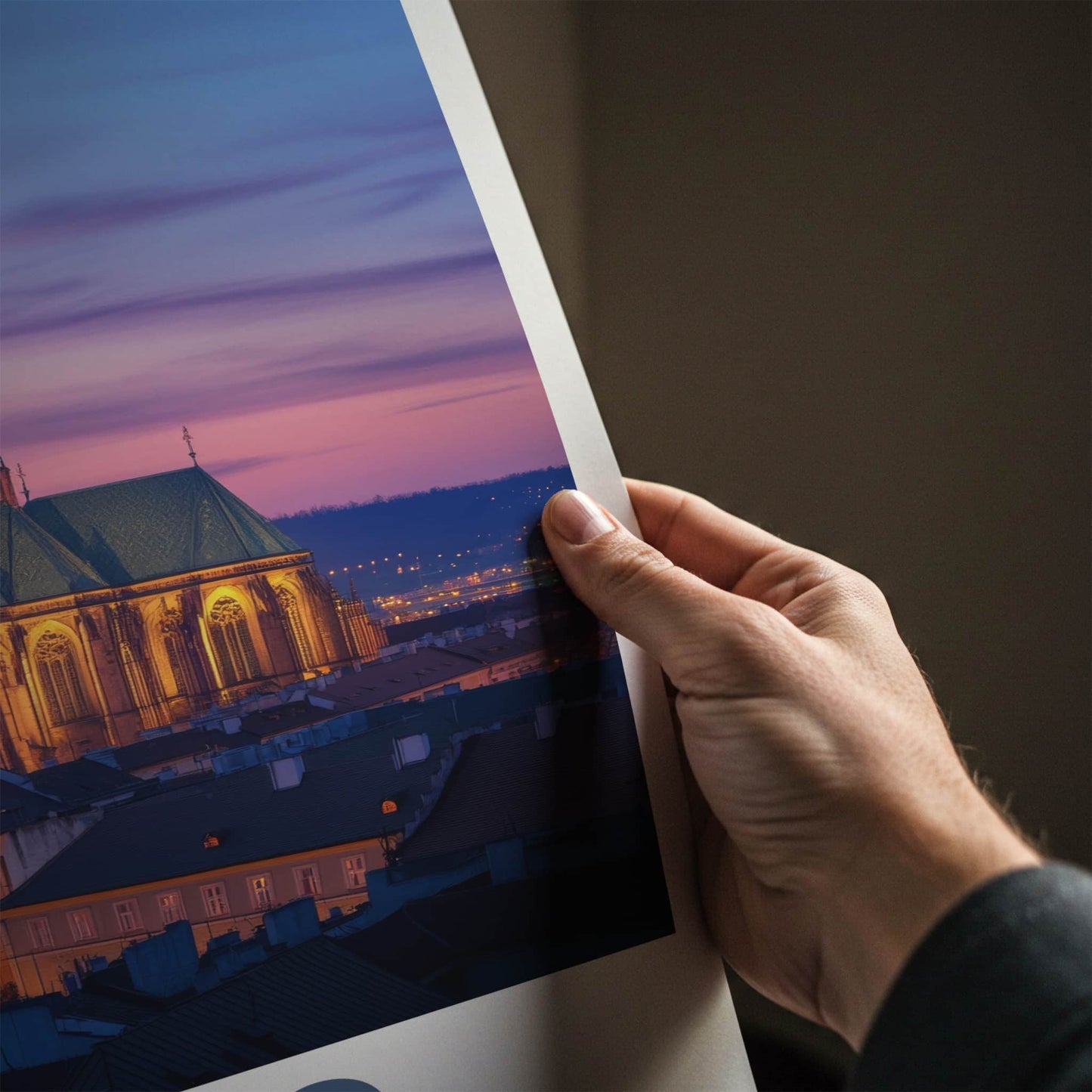 Brno Poster - Czech Republic Travel Art - Illuminated Gothic Cathedral Wall Decor