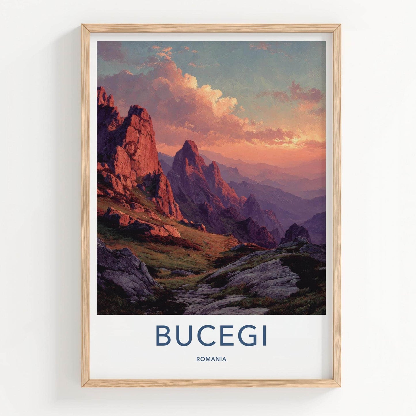 Bucegi Poster - Romania Fine Art - Crimson Mountain Peaks Room Decor