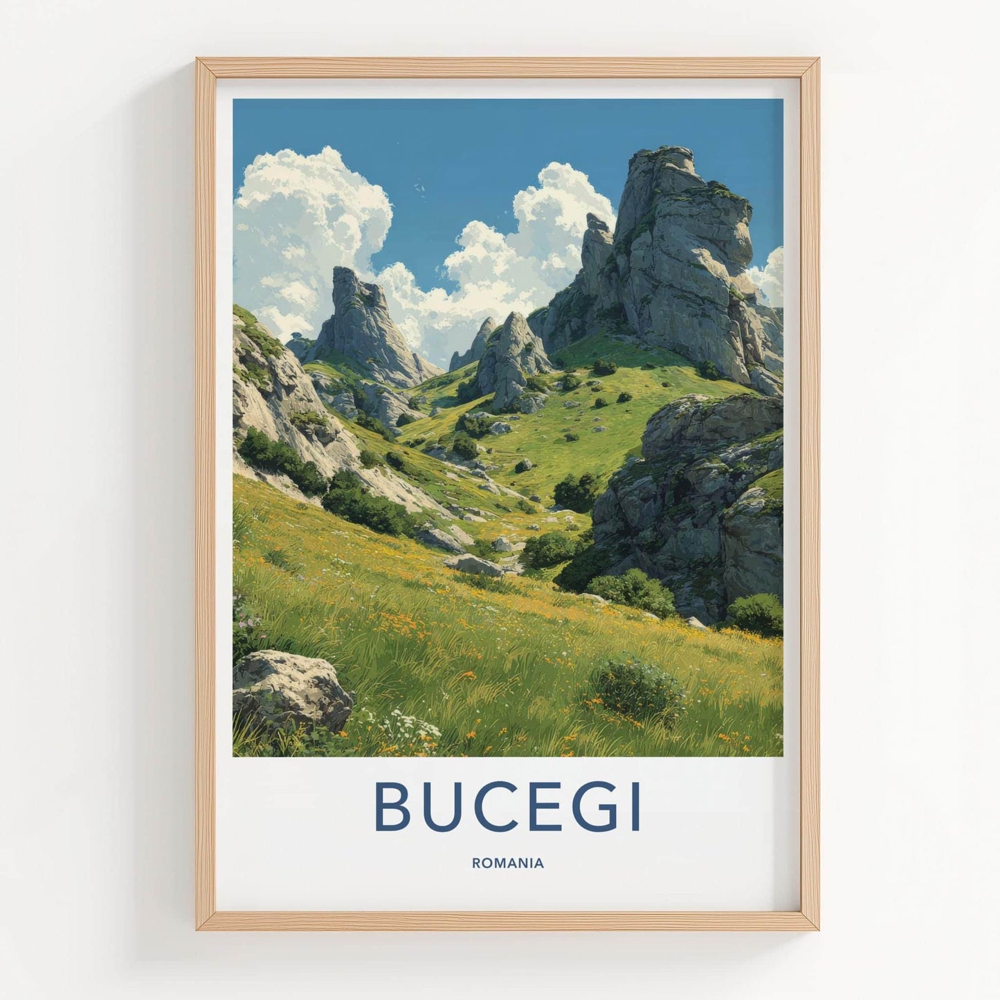 Bucegi Poster - Romania Travel Art - Majestic mountain vista Wall Decor