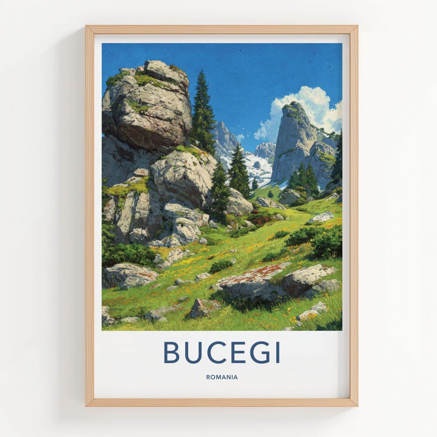Bucegi Poster - Romania Travel Art - Rocky Mountain Meadow Home Decor