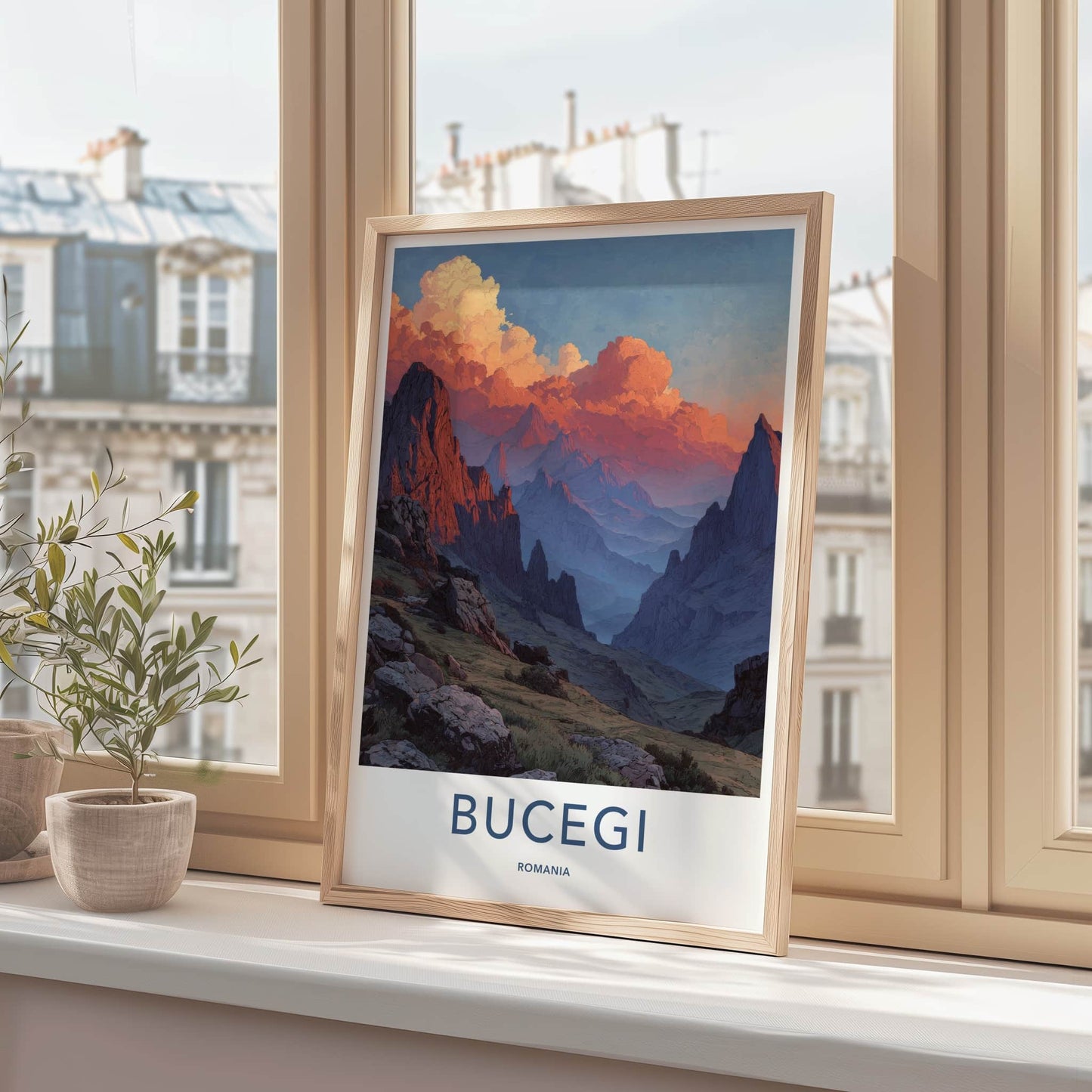 Bucegi Poster - Romania Travel Art - Sunset Clouds Peaks Home Decor