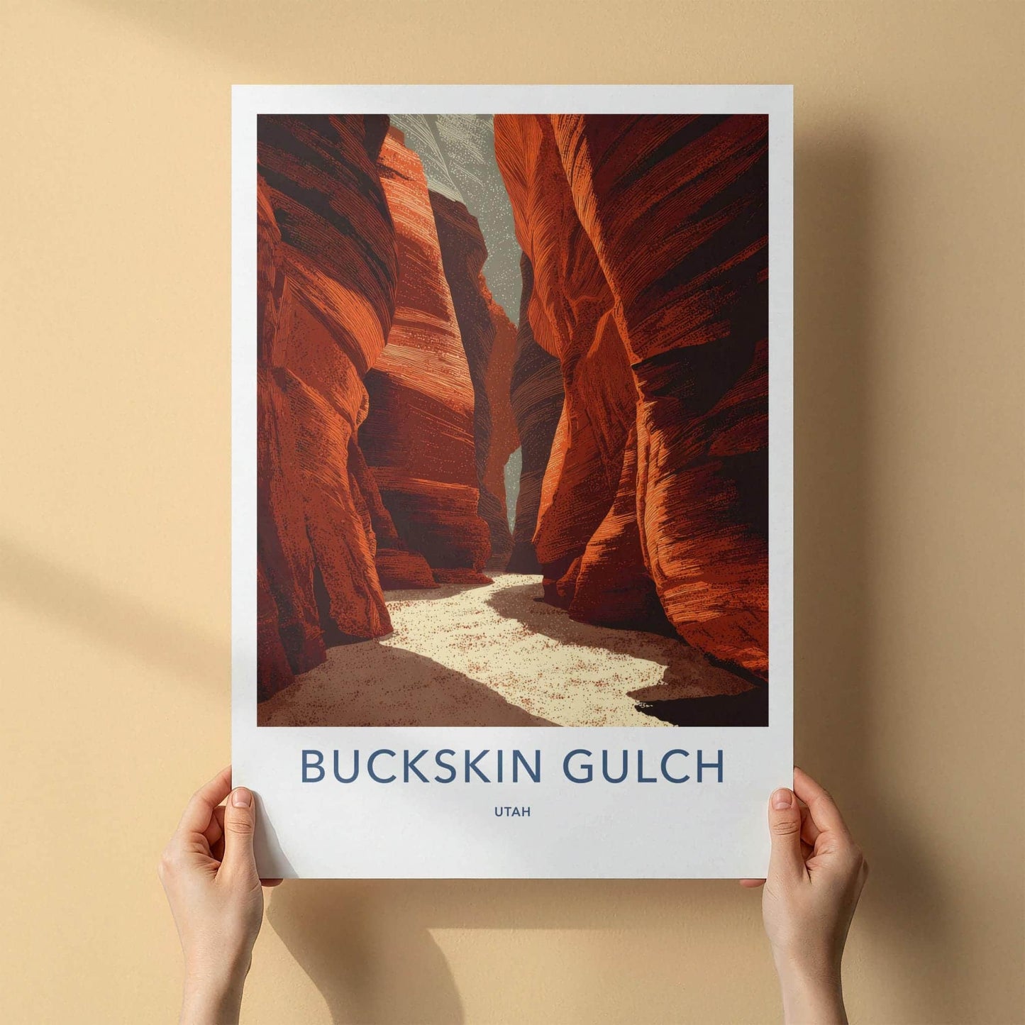 Buckskin Gulch Poster - Utah Travel Art - Deep Canyon Walls Wall Decor