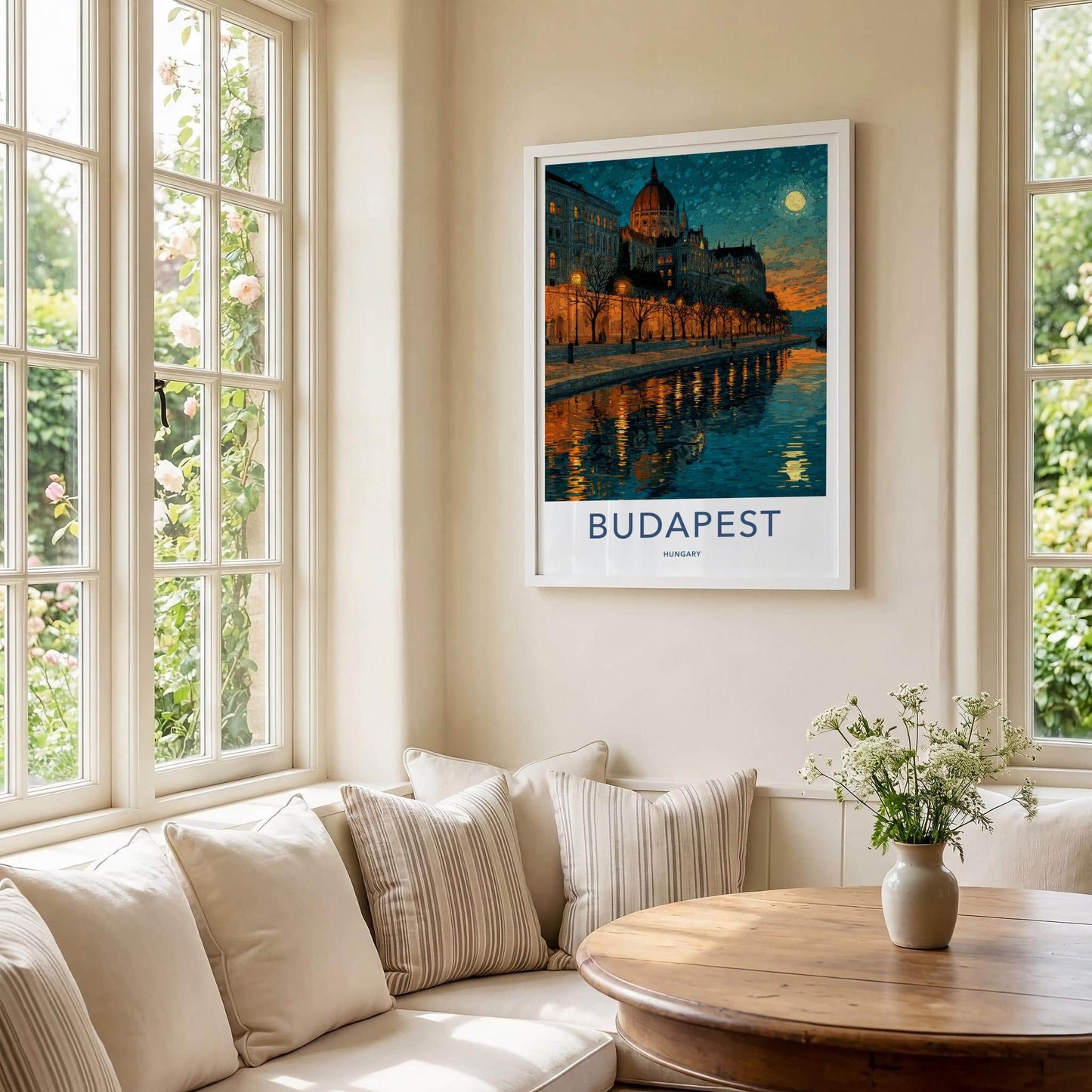 Budapest Poster - Hungary Scenic Art - Parliament river glow Wall Decor