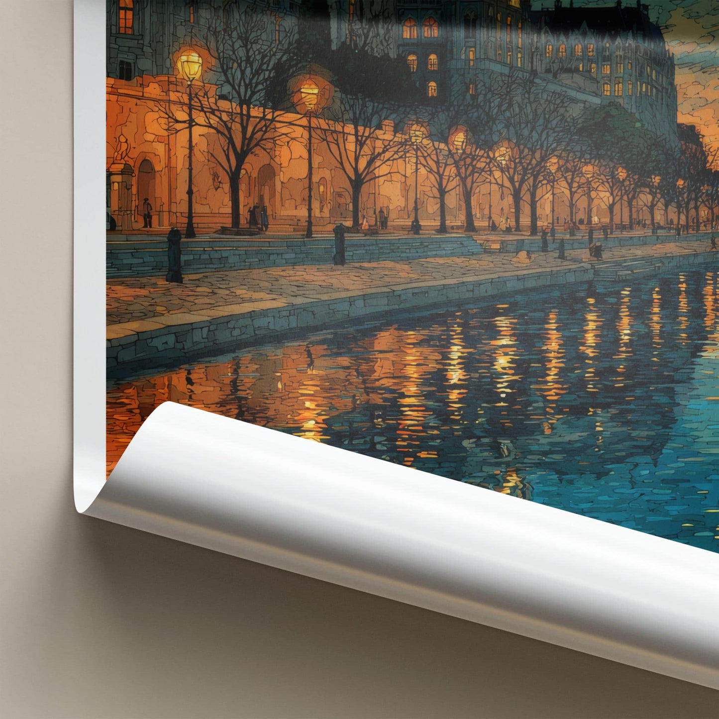 Budapest Poster - Hungary Scenic Art - Parliament river glow Wall Decor