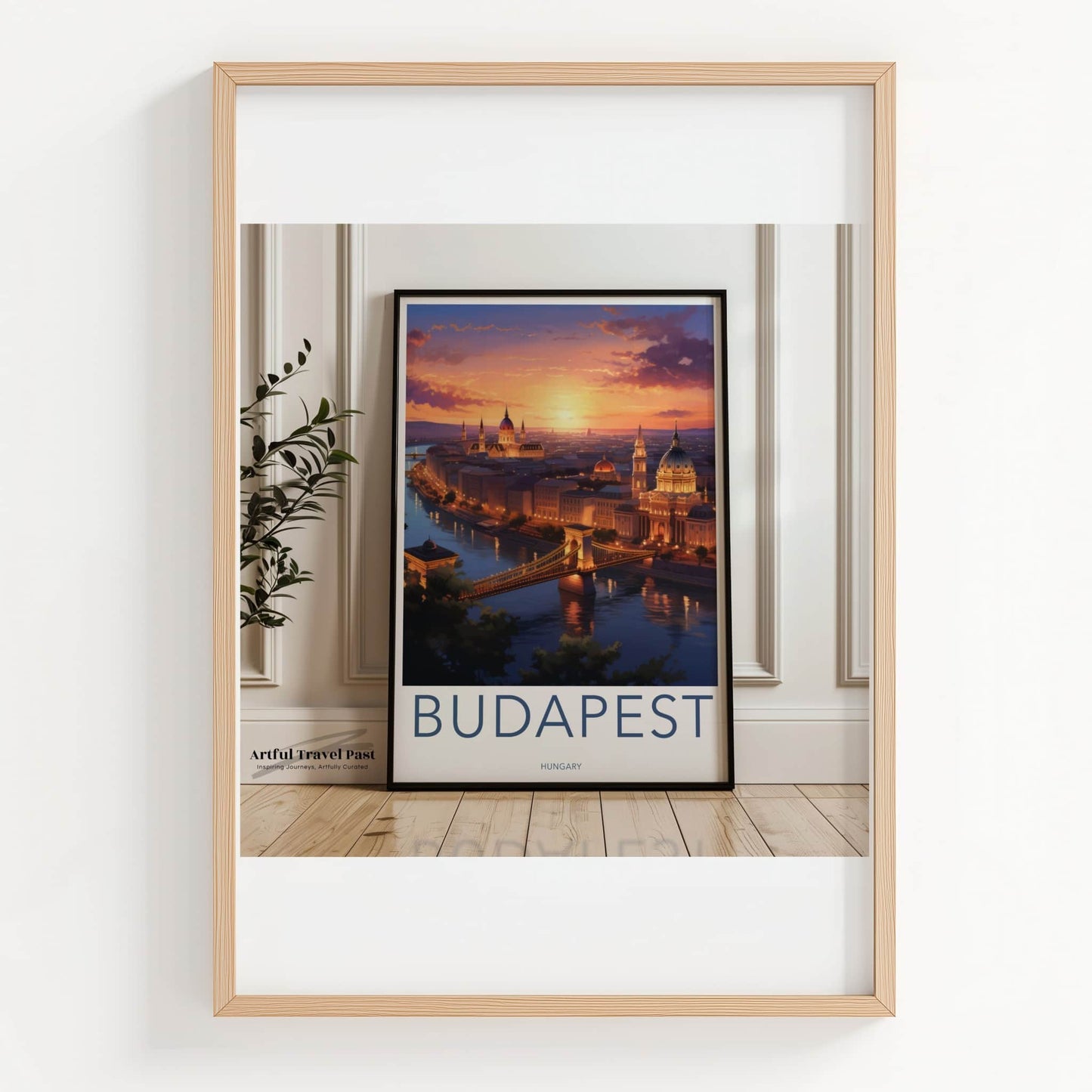 Budapest Poster - Hungary Travel Art - Bridge Sunset City Home Decor
