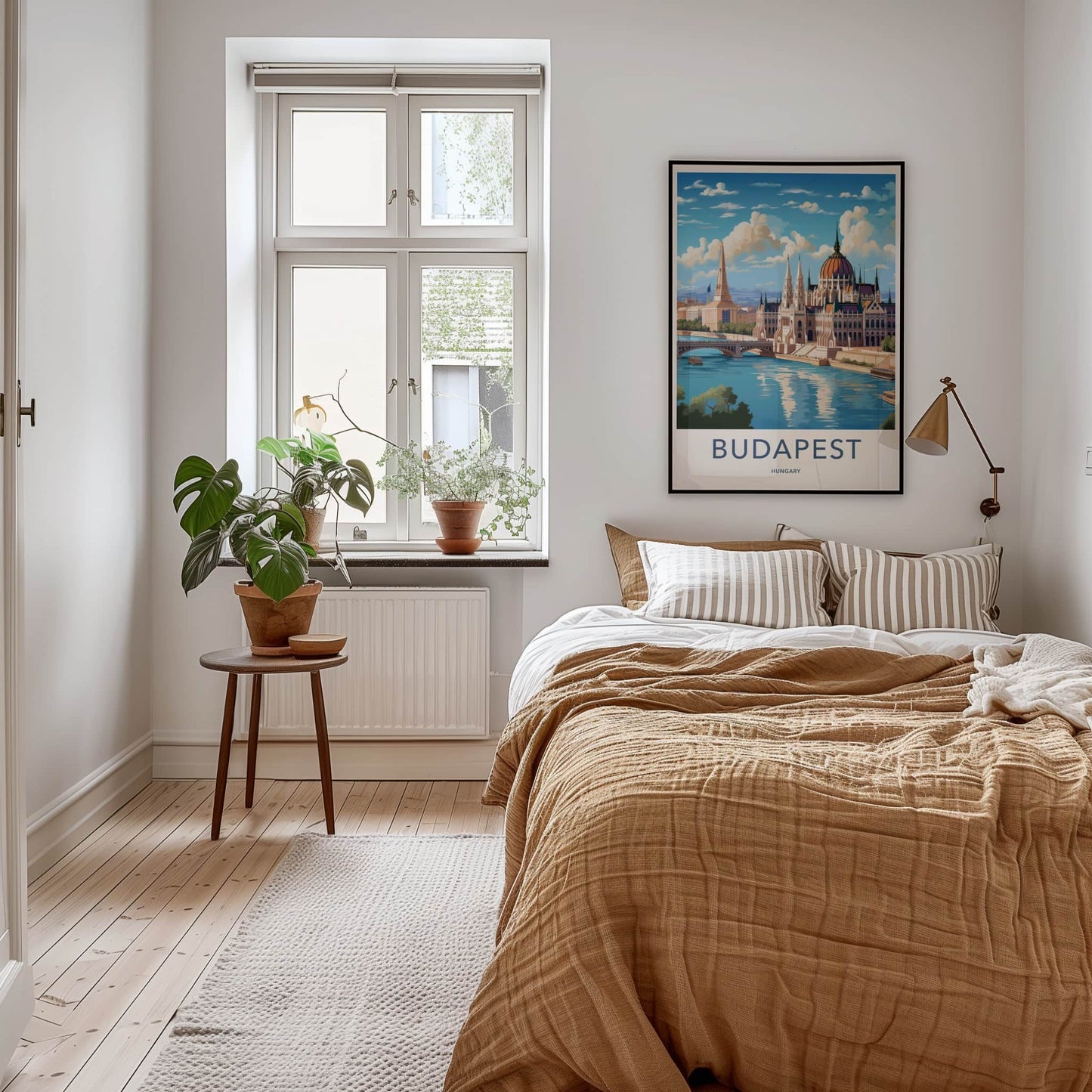Budapest Poster - Hungary Travel Art - Parliament River Cityscape Home Decor