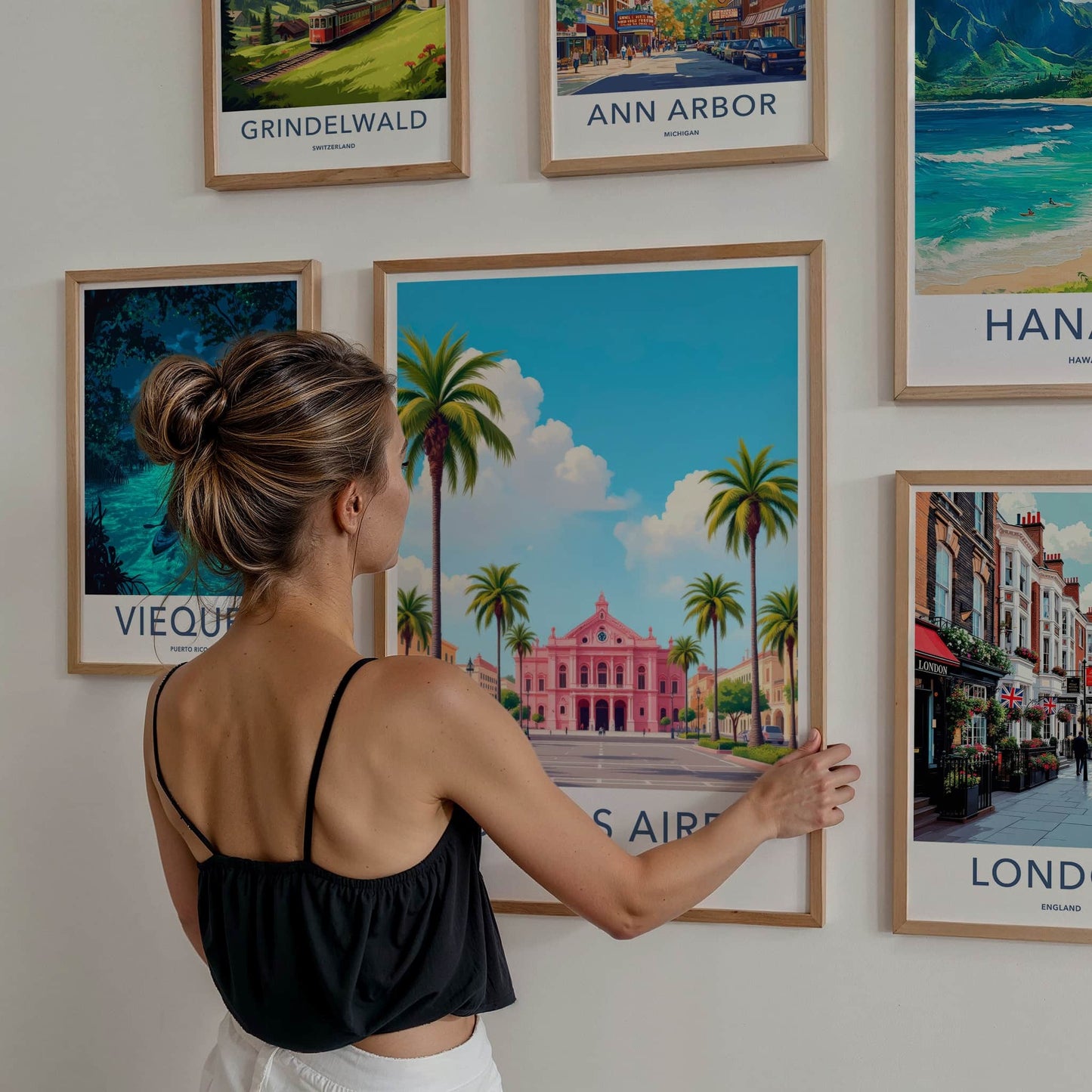 Buenos Aires Poster - Argentina Travel Art - Vibrant Pink Building Home Decor