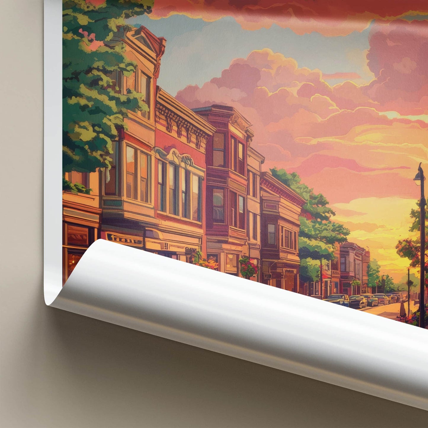 Buffalo Poster - New York Wall Art - Vibrant Sunset Street Home Decor