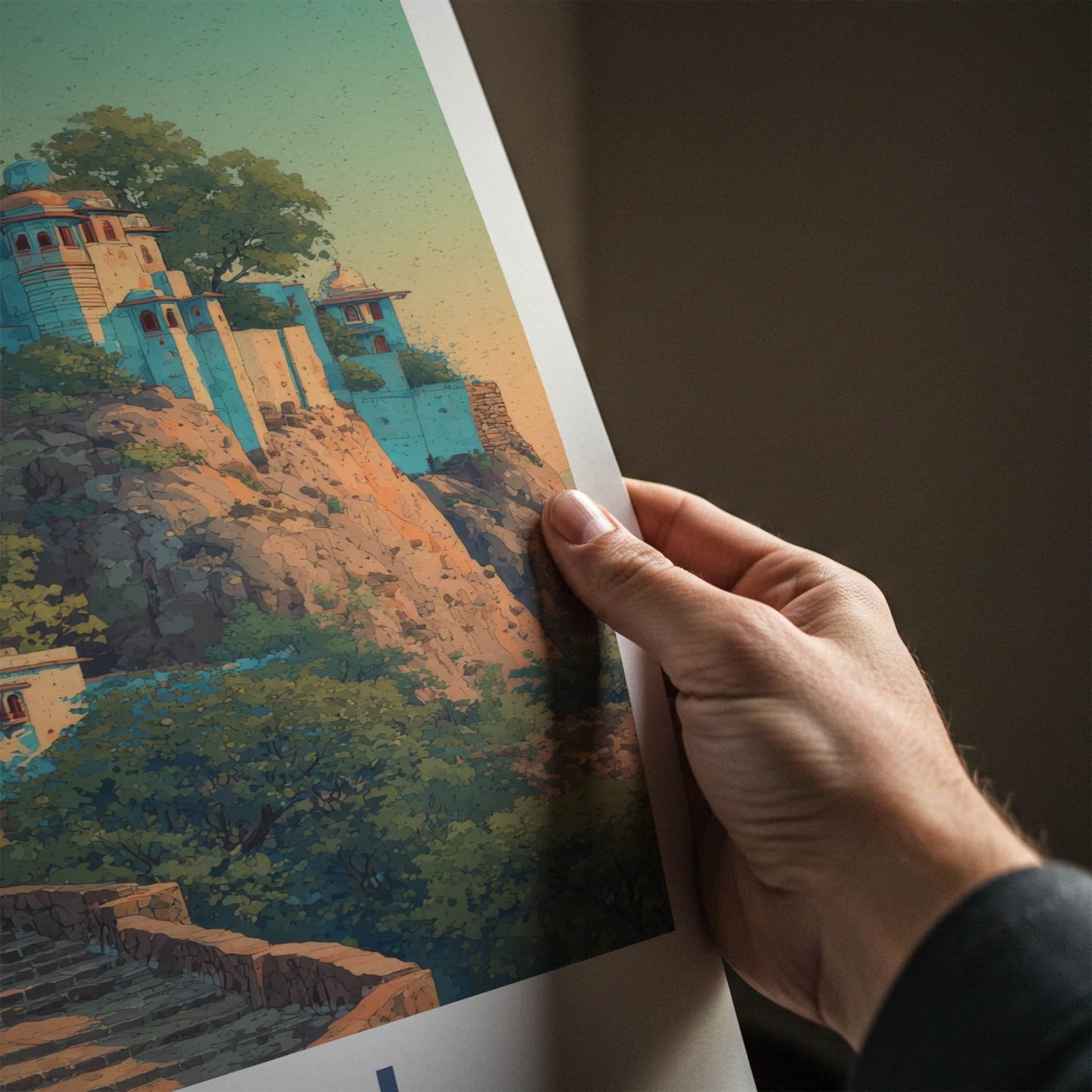 Bundi Poster - India Stone Steps Hillside Home Decor