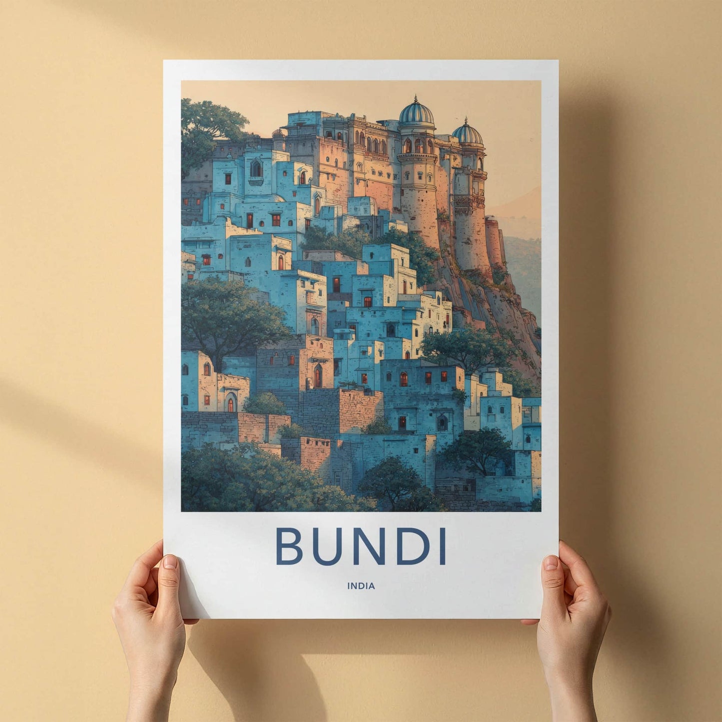 Bundi Poster - India Travel Print - Rajasthan Hillside Home Decor