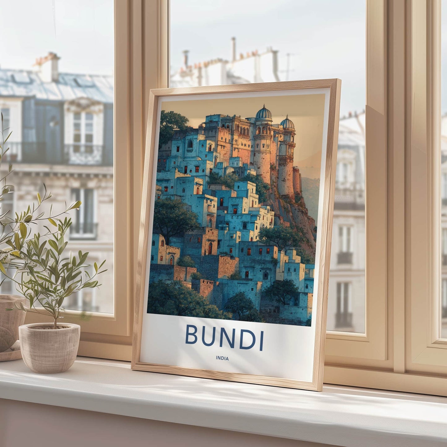 Bundi Poster - India Travel Print - Rajasthan Hillside Home Decor