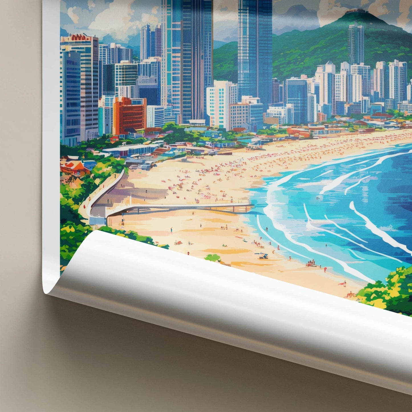 Busan Poster - South Korea Travel Art - Coastal Cityscape View Home Decor