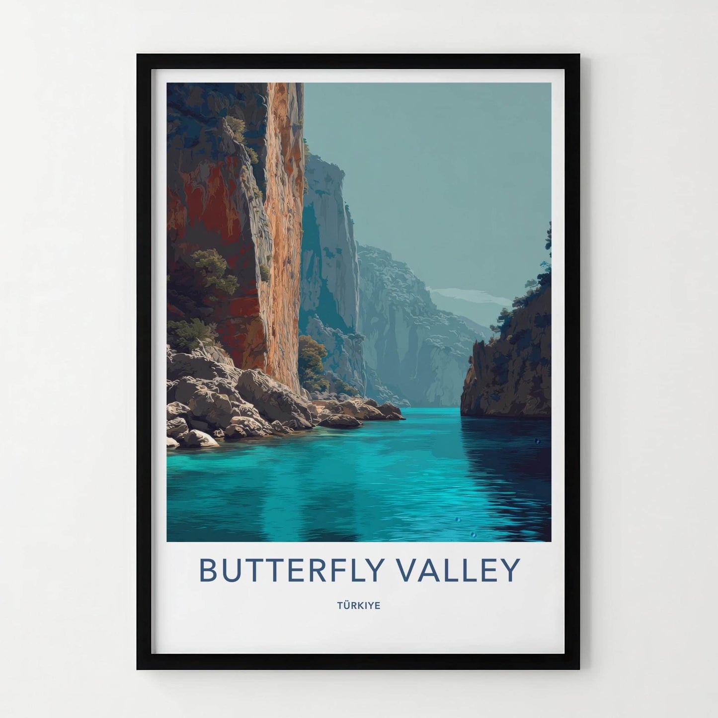 Butterfly Valley Poster - Turkiye Scenic Art - Turquoise Water Cliffs Room Decor