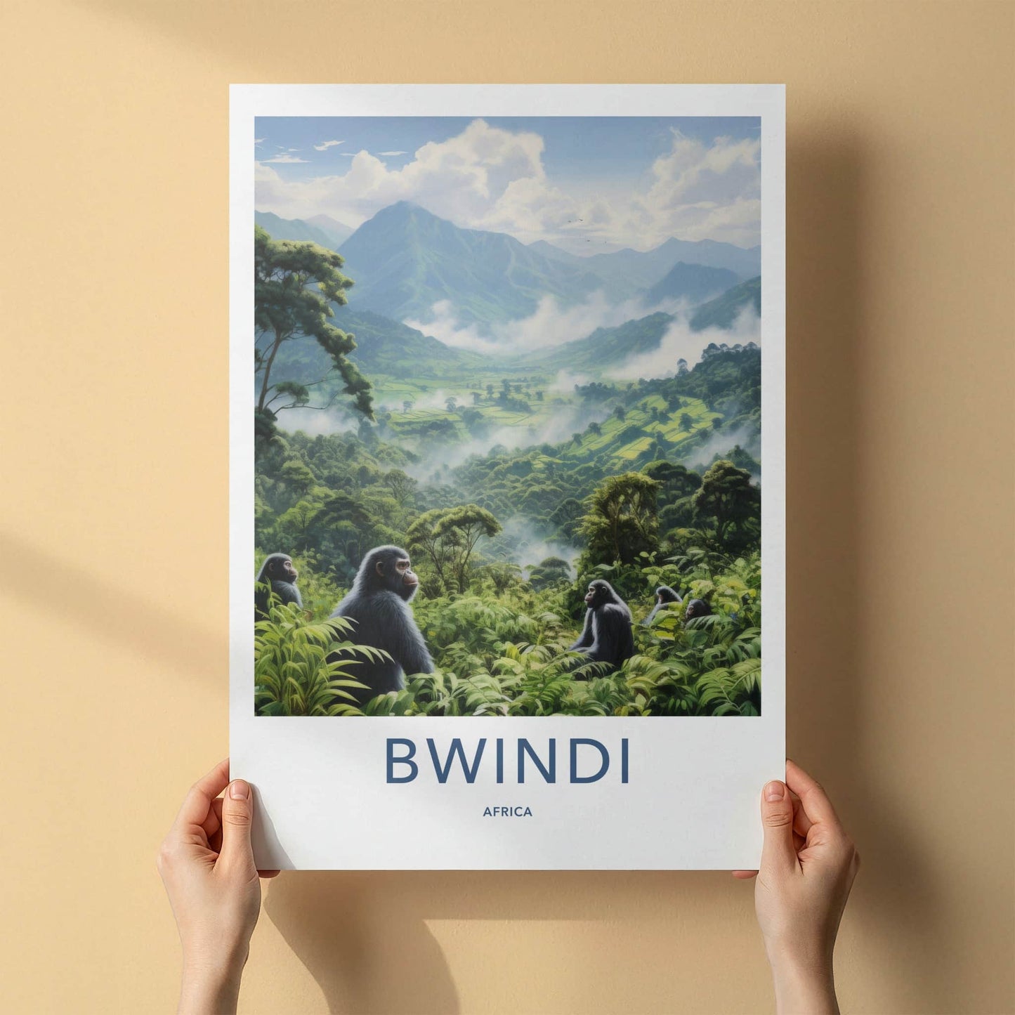 Bwindi Poster - Uganda Travel Art - African Jungle Gorillas Home Decor