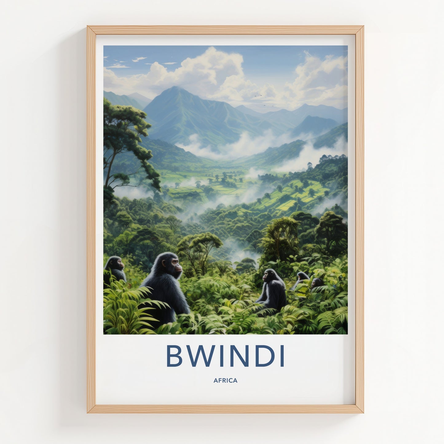 Bwindi Poster - Uganda Travel Art - African Jungle Gorillas Home Decor