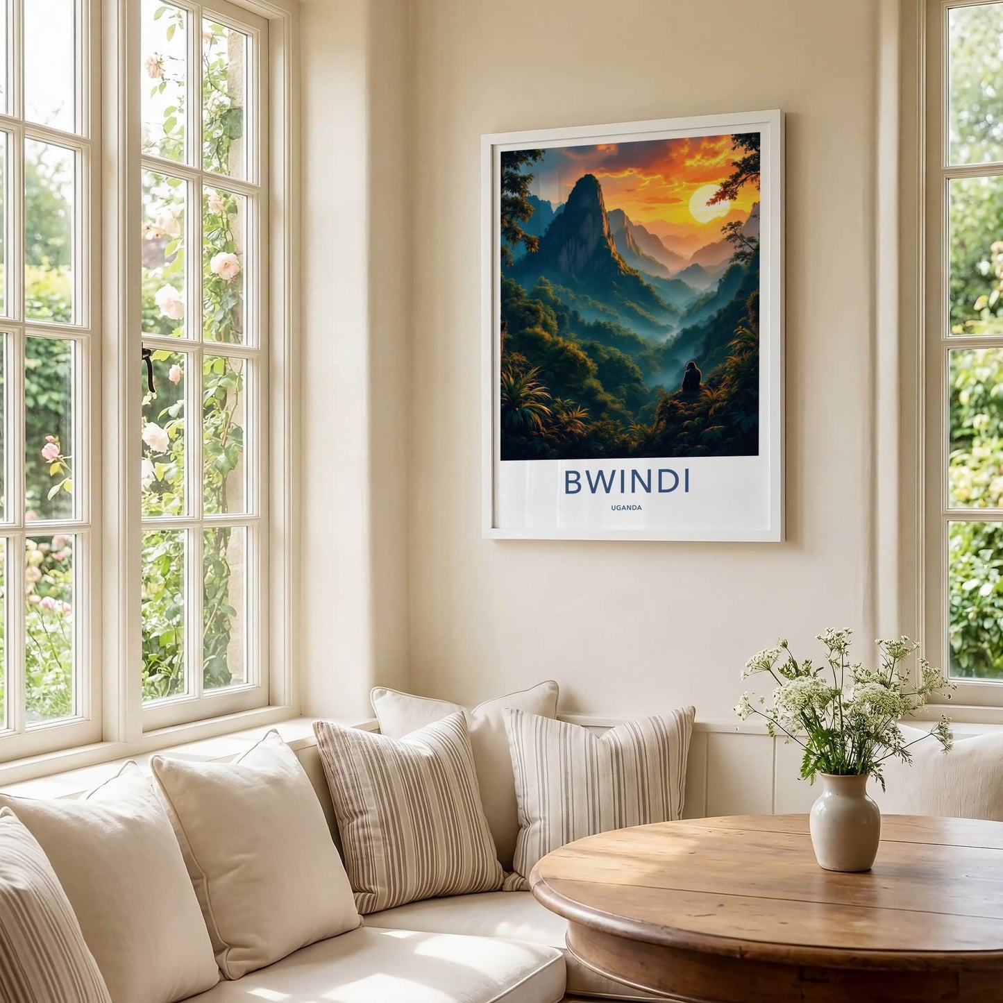 Bwindi Poster - Uganda Travel Art - Gorilla Forest Sunrise Wall Decor