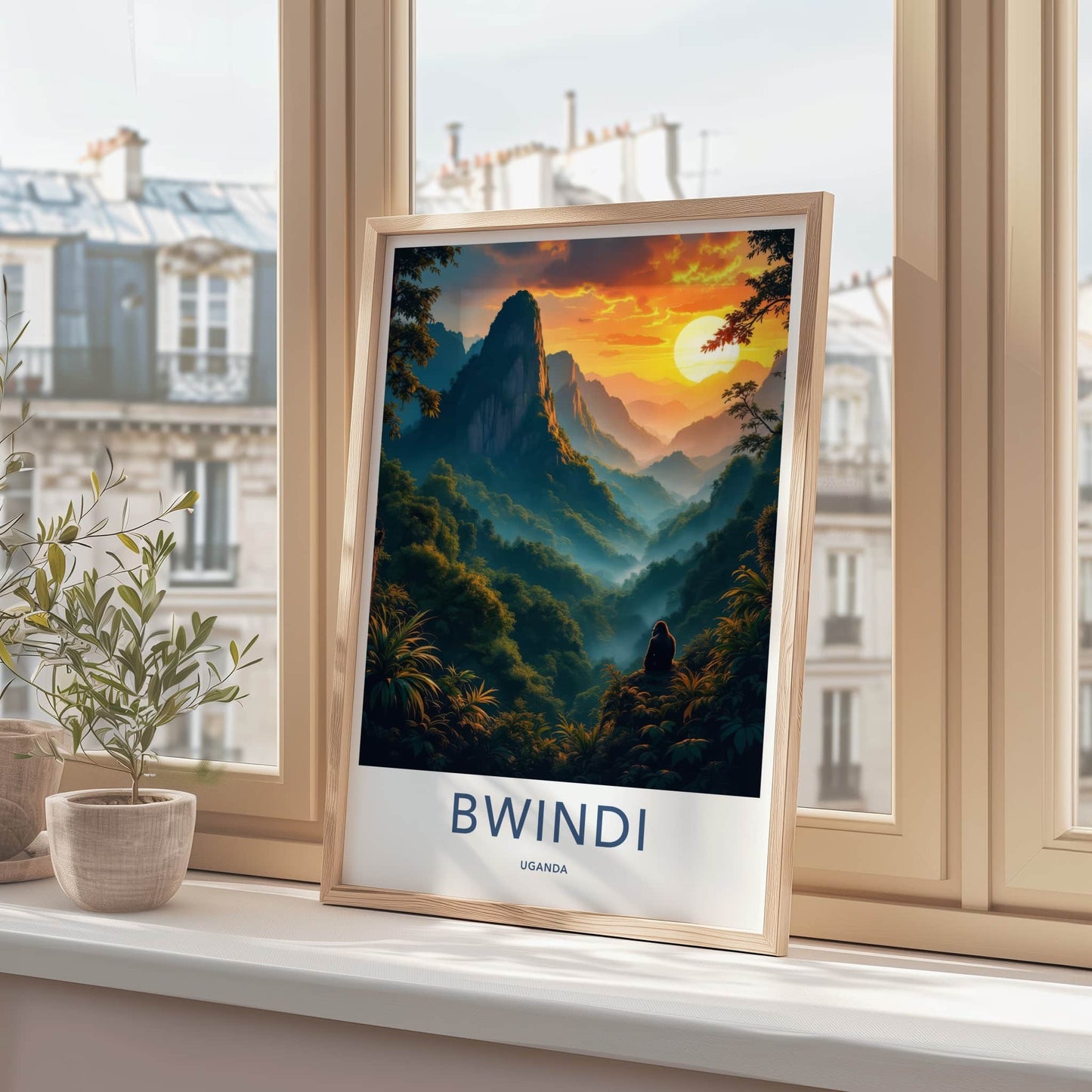 Bwindi Poster - Uganda Travel Art - Gorilla Forest Sunrise Wall Decor