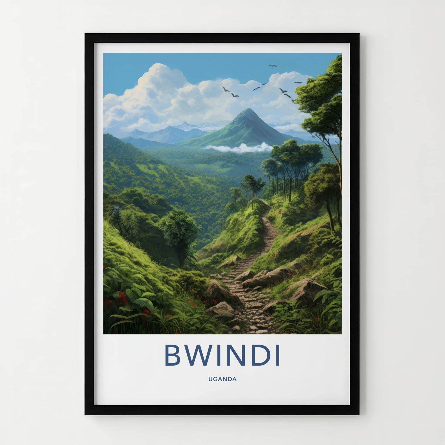 Bwindi Poster - Uganda Travel Art - Vibrant Forest Trail Home Decor