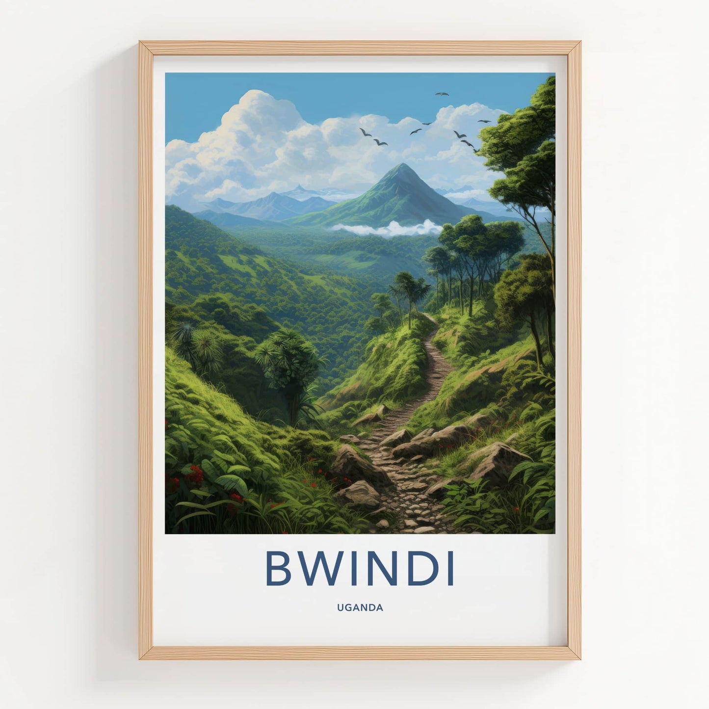 Bwindi Poster - Uganda Travel Art - Vibrant Forest Trail Home Decor