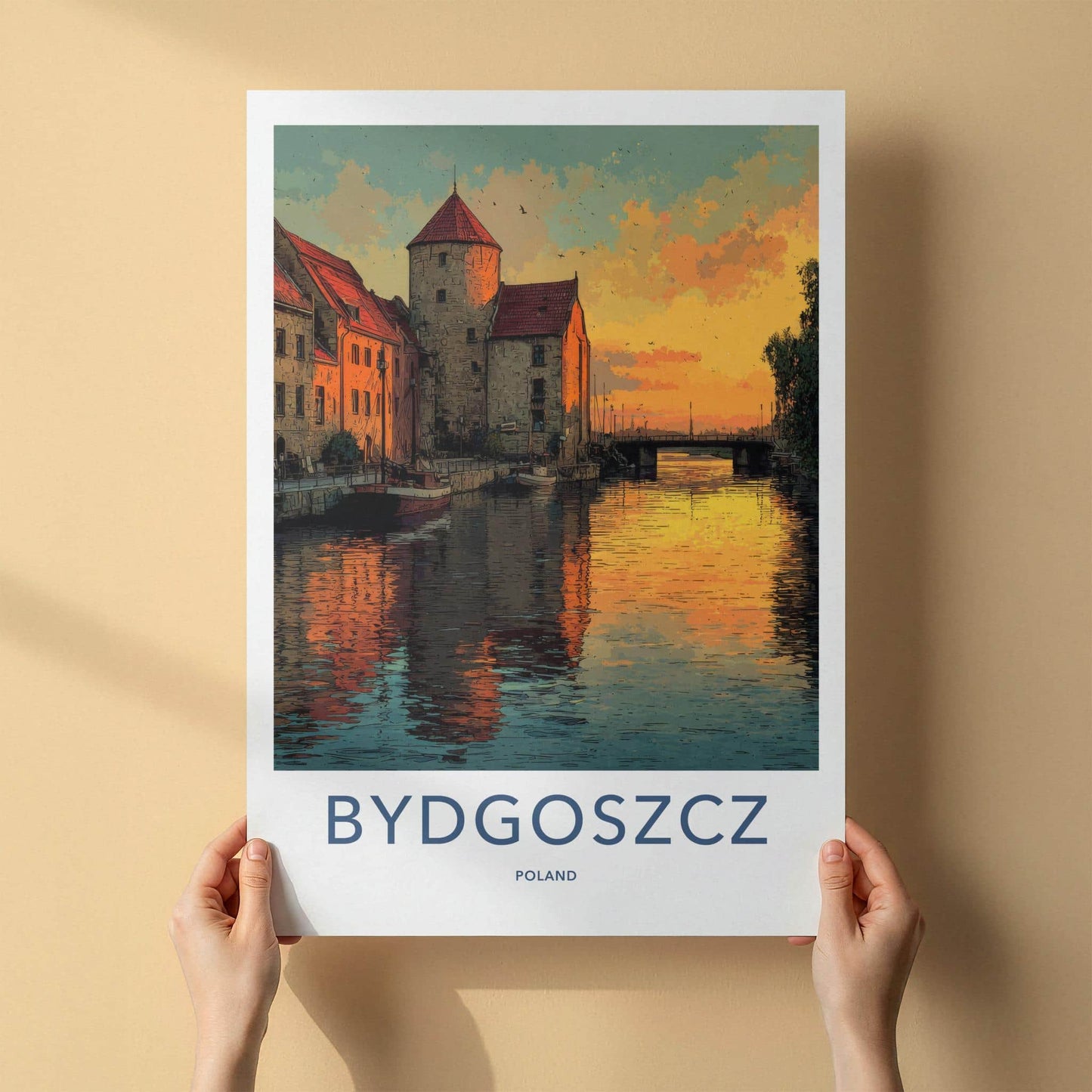 Bydgoszcz Poster - Poland Travel Art - Historic Canal Evening Home Decor