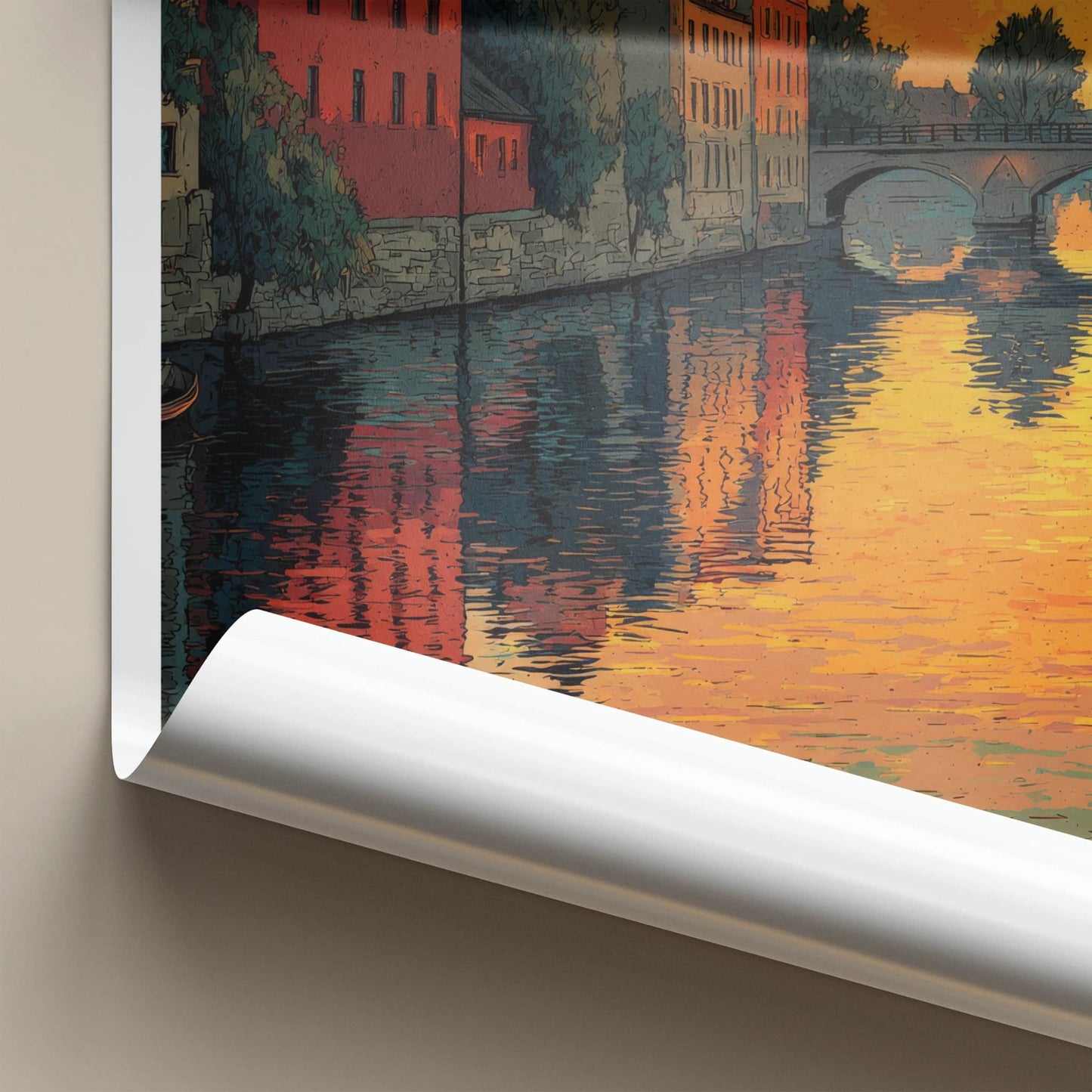 Bydgoszcz Poster - Poland Travel Art - Orange Sunset Canal Wall Decor