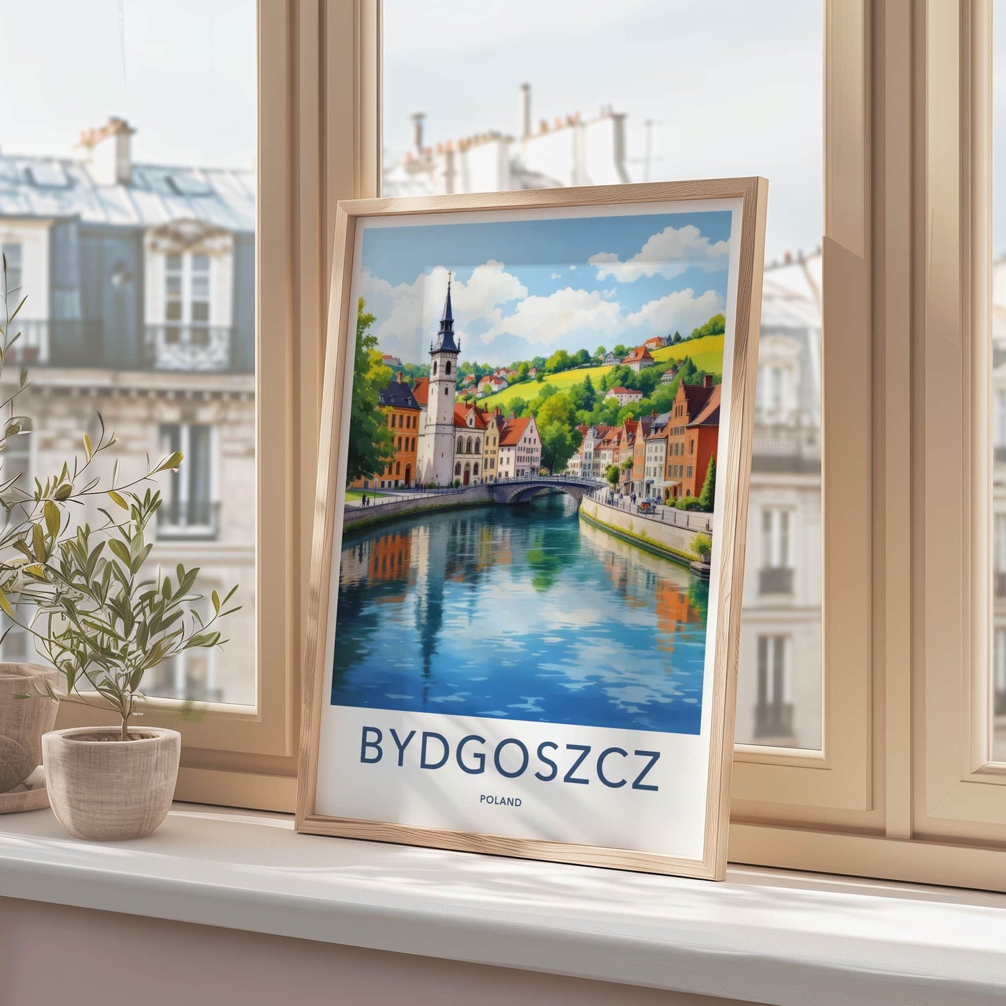 Bydgoszcz Poster - Poland Travel Art - Riverfront Old Town Home Decor