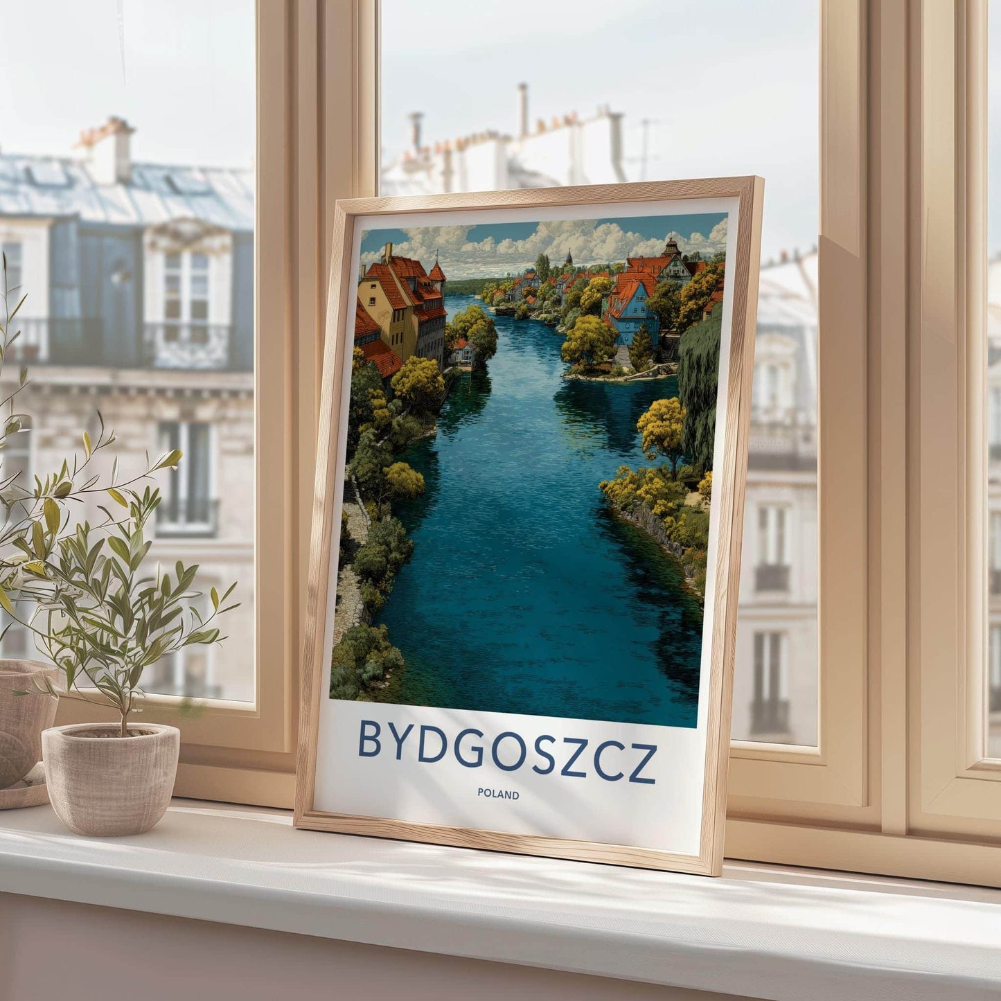 Bydgoszcz Poster - Poland Travel Art - Vibrant canal town Home Decor