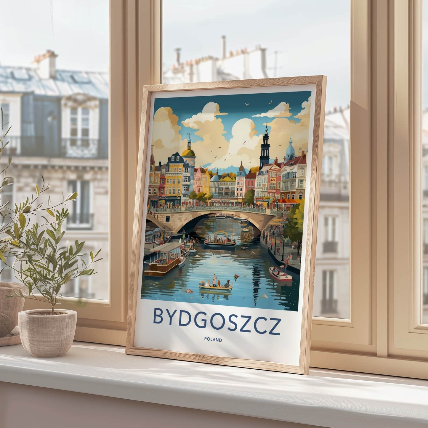 Bydgoszcz Poster - Poland Travel Art - Vibrant City Canal Home Decor