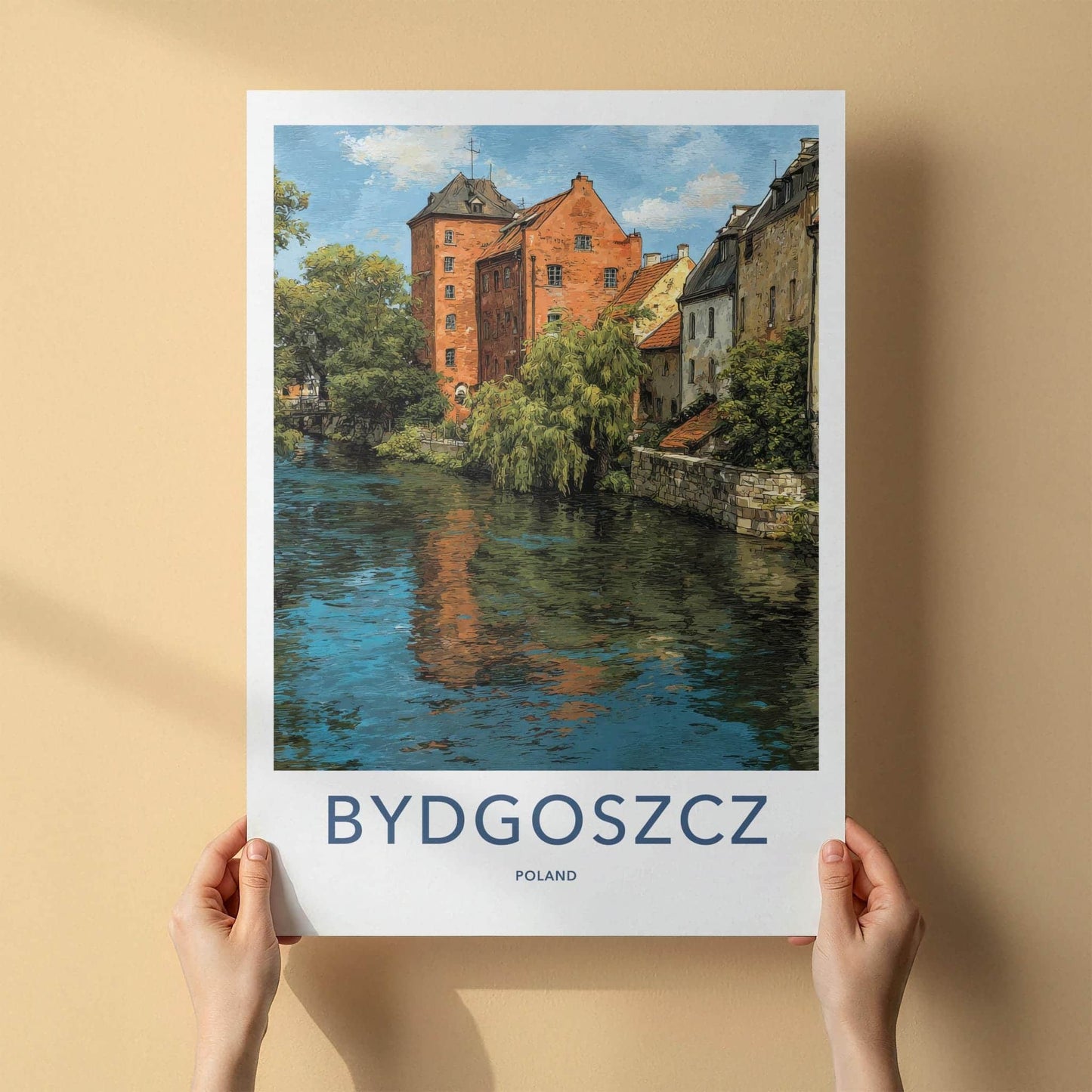 Bydgoszcz Poster - Poland Travel Art - Waterfront Historic Architecture Home Decor