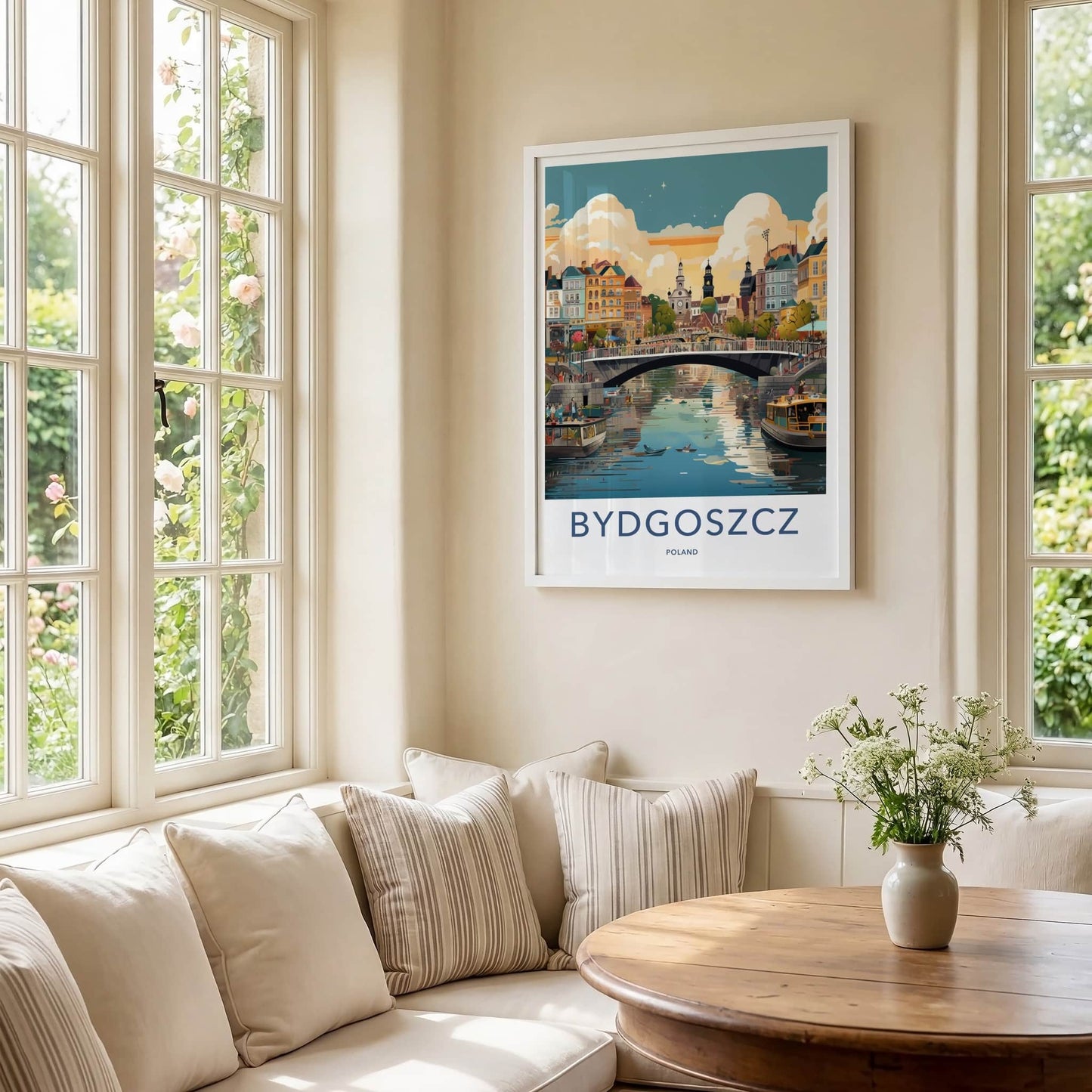 Bydgoszcz Poster - Poland Wall Art - Riverside City Scene Home Decor
