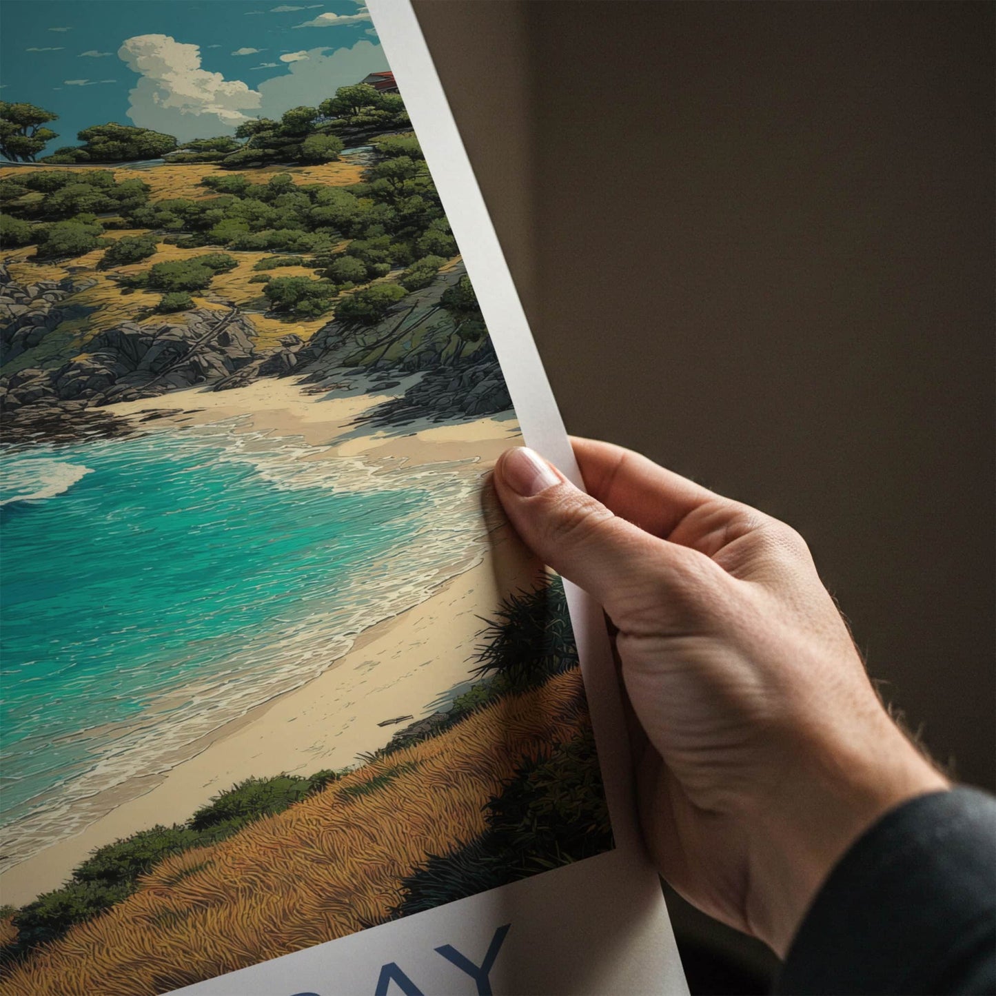 Byron Bay Poster - Australia Travel Art - Coastal Cliff Lighthouse Home Decor