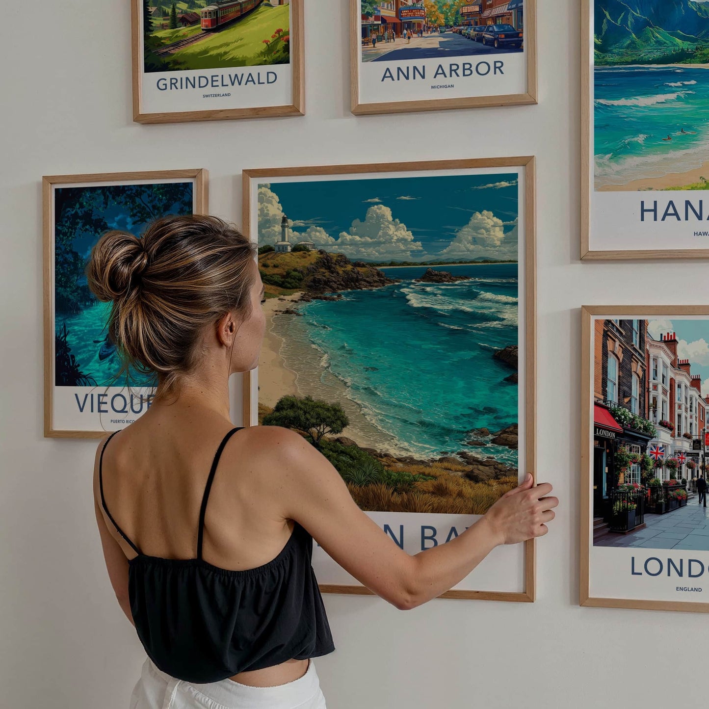 Byron Bay Poster - Australia Travel Art - Coastal Lighthouse Beach Home Decor