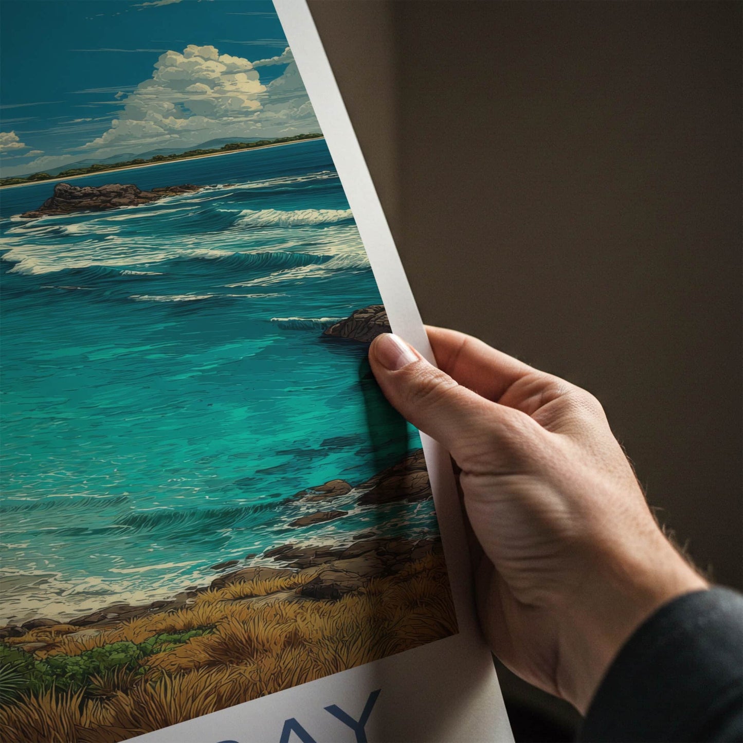 Byron Bay Poster - Australia Travel Art - Coastal Lighthouse Beach Home Decor