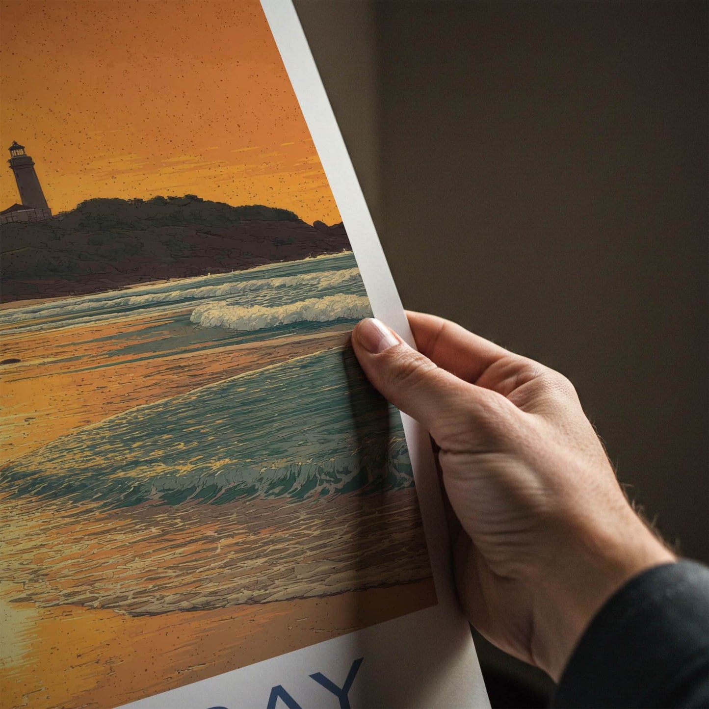 Byron Bay Poster - Australia Travel Art - Coastal Lighthouse Sunset Home Decor