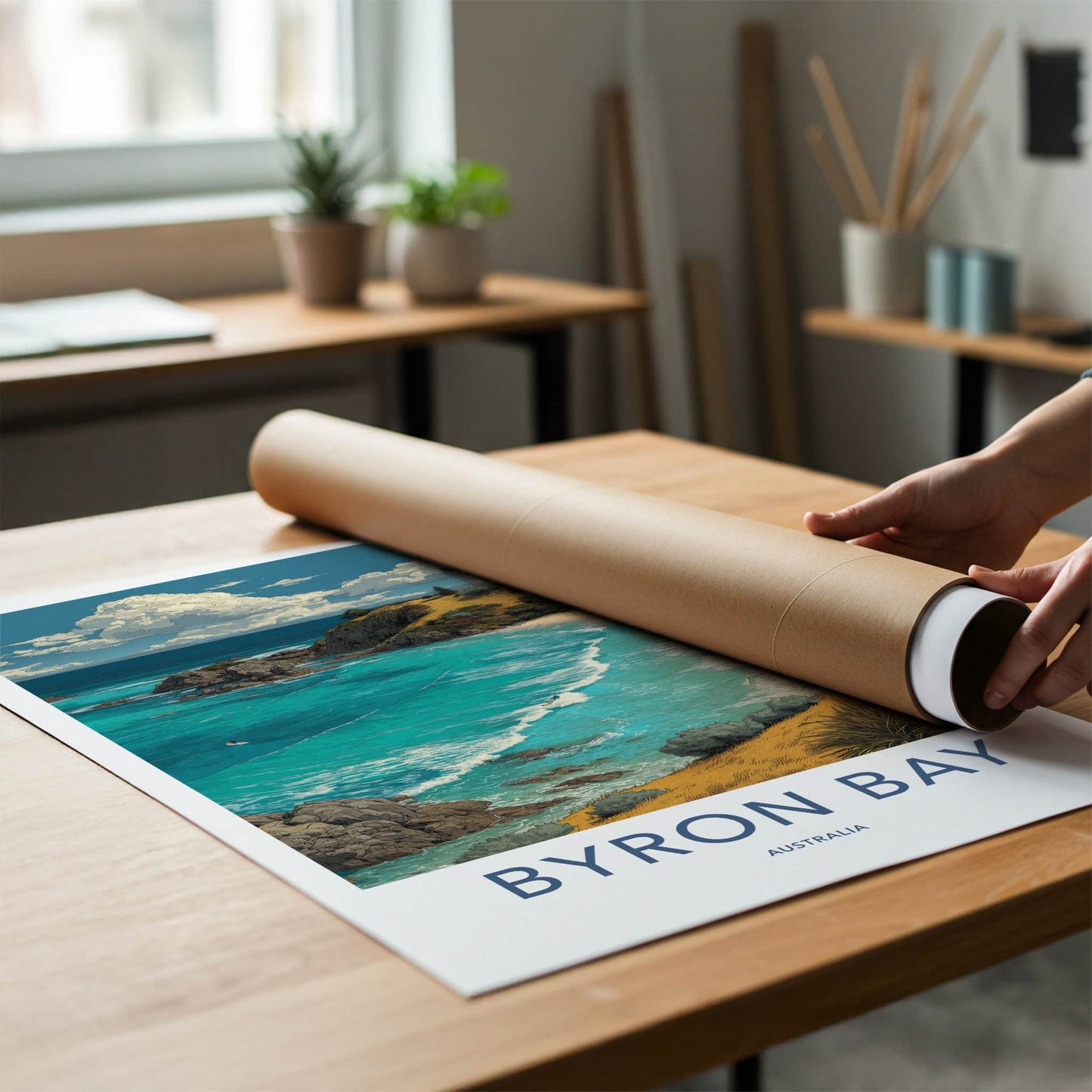 Byron Bay Poster - Australia Travel Art - Lighthouse Beach View Home Decor
