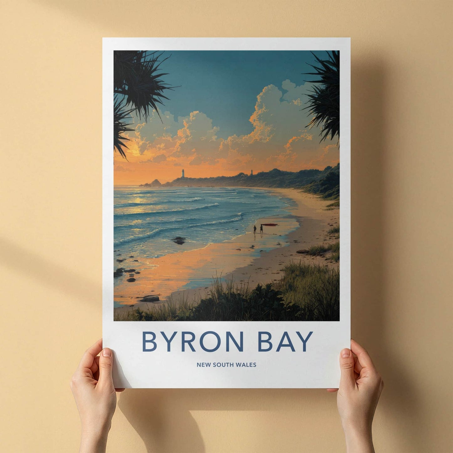 Byron Bay Poster - Australia Travel Art - Sunset Beach Lighthouses Home Decor