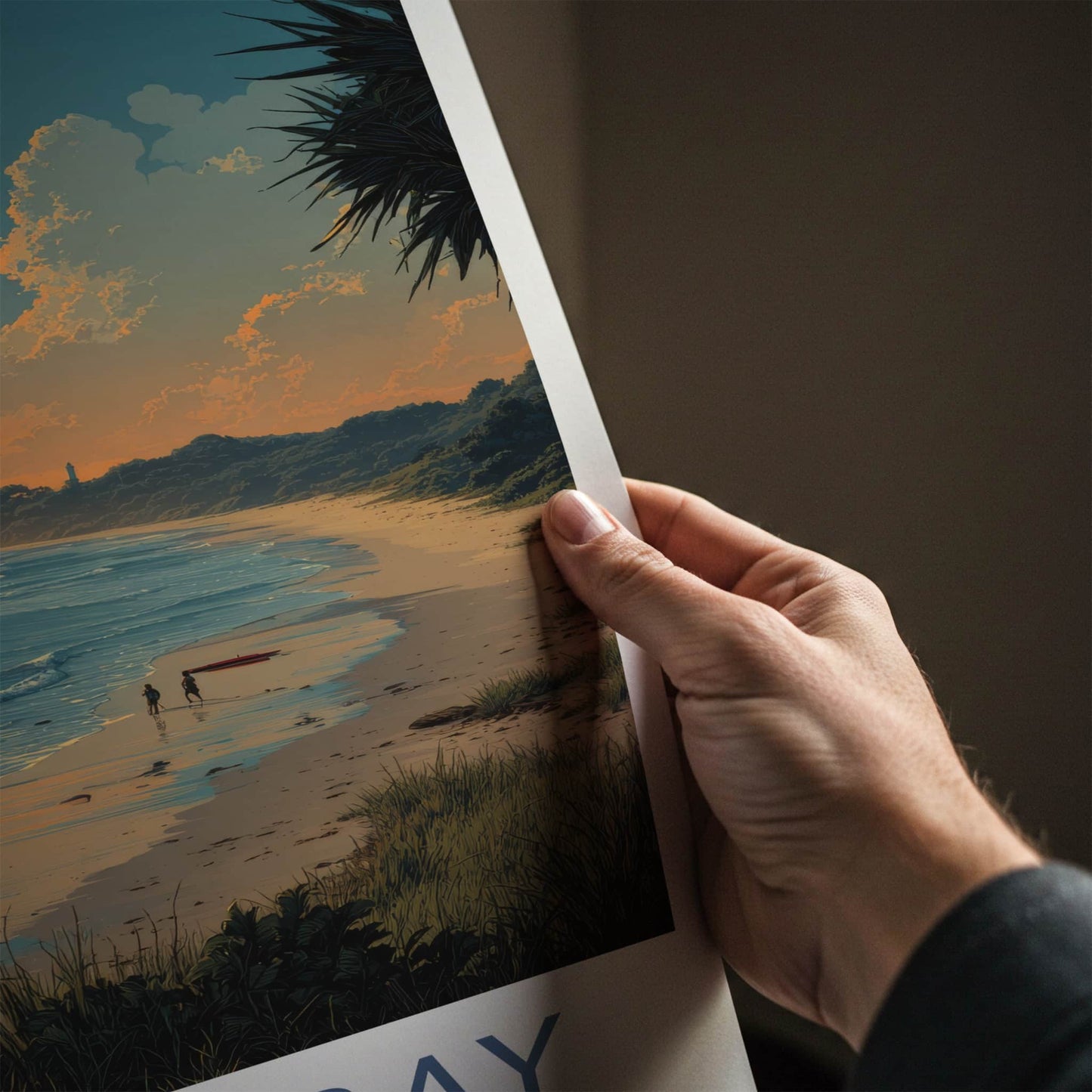 Byron Bay Poster - Australia Travel Art - Sunset Beach Lighthouses Home Decor
