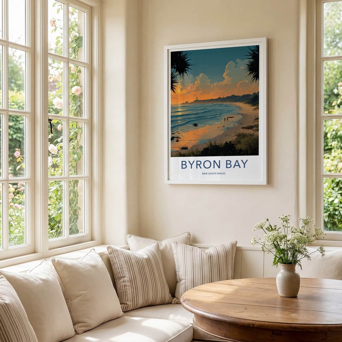 Byron Bay Poster - Australia Travel Art - Sunset Beach Lighthouses Home Decor