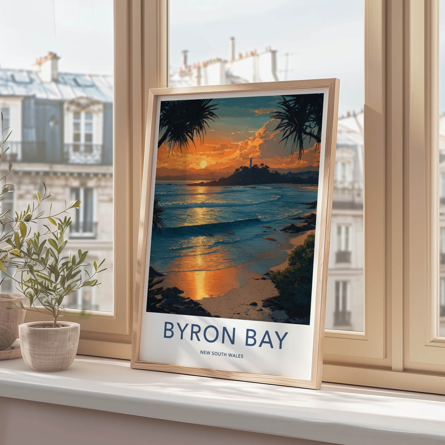 Byron Bay Poster - New South Wales Sunset Beach Lighthouse Home Decor