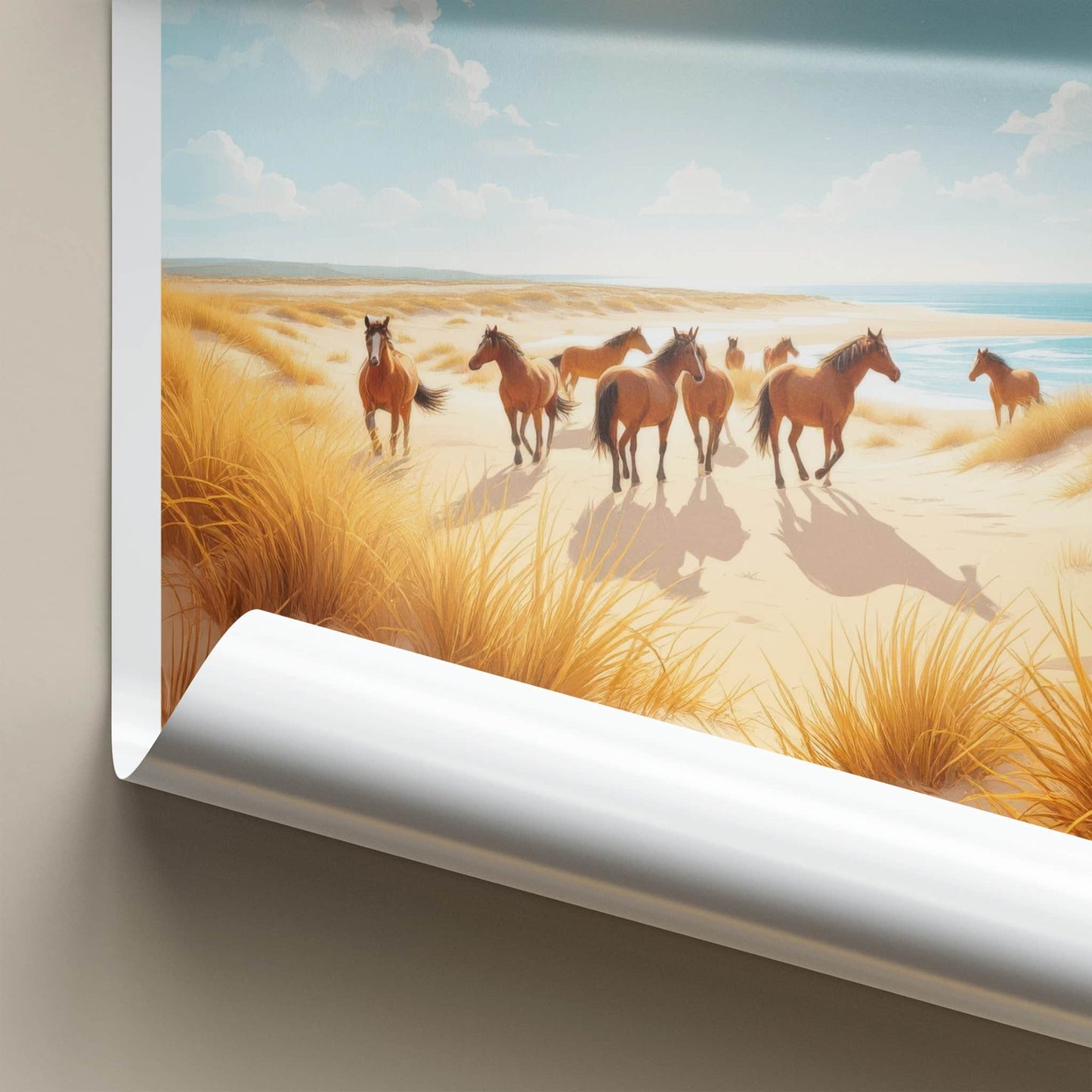 Slowinski National Park Poster - Poland Travel Art - Wild Horses Beach Home Decor