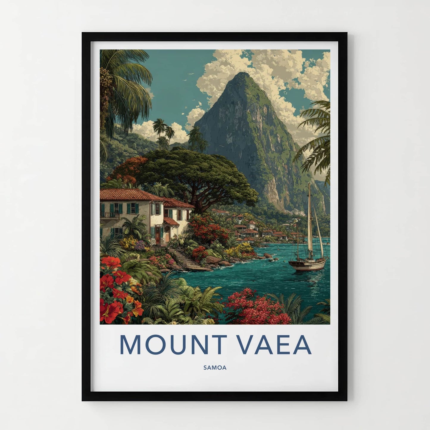 Mount Vaea Poster Samoa Tropical Waterside Village