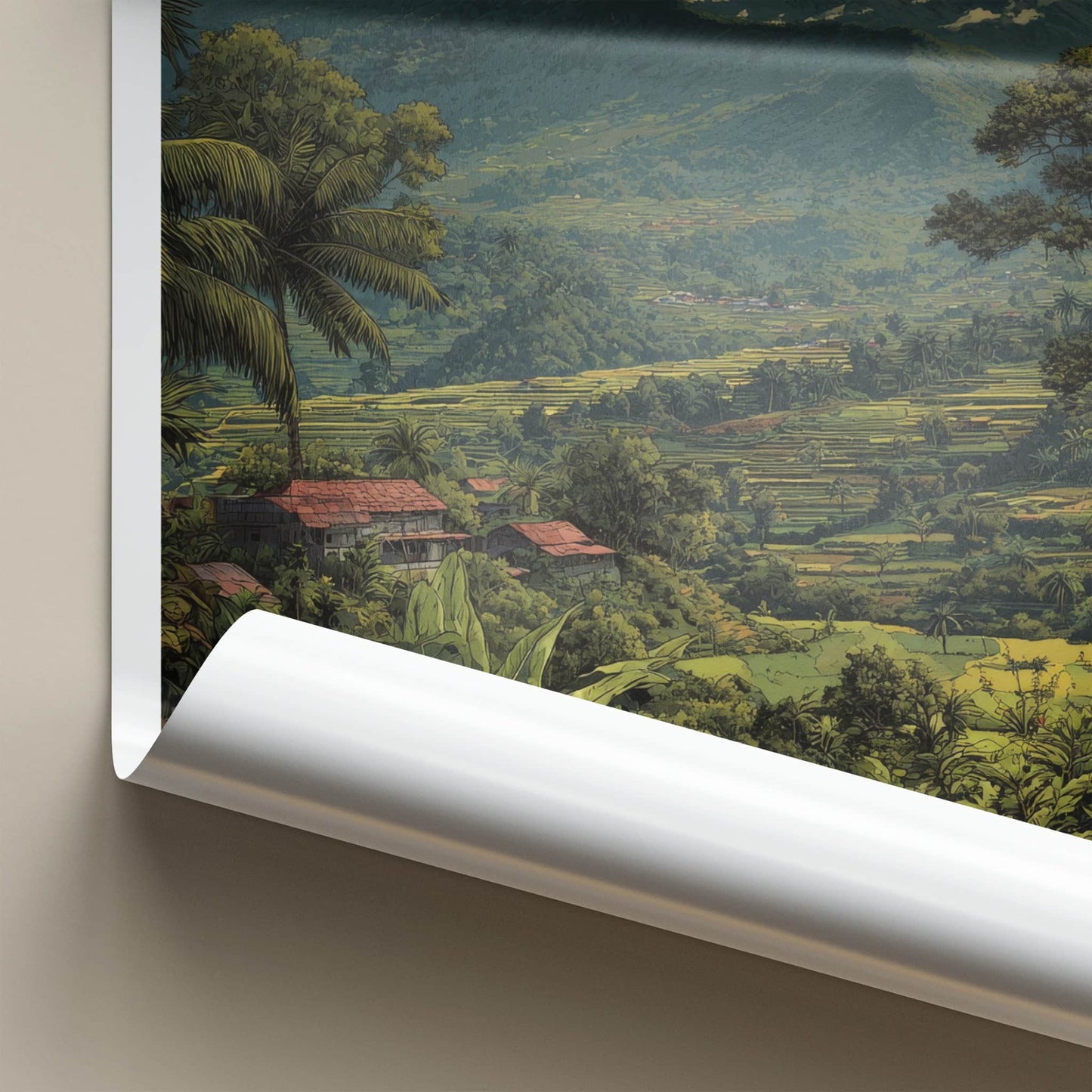 Mount Merapi Poster Indonesia Volcanic Peak Rice Terraces Art Print