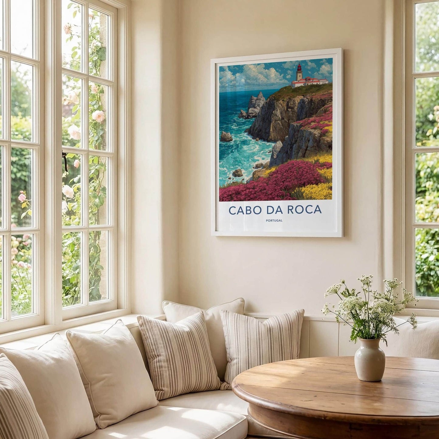 Cabo da Roca Poster - Portugal Travel Art - Lighthouse Cliffs Wall Decor