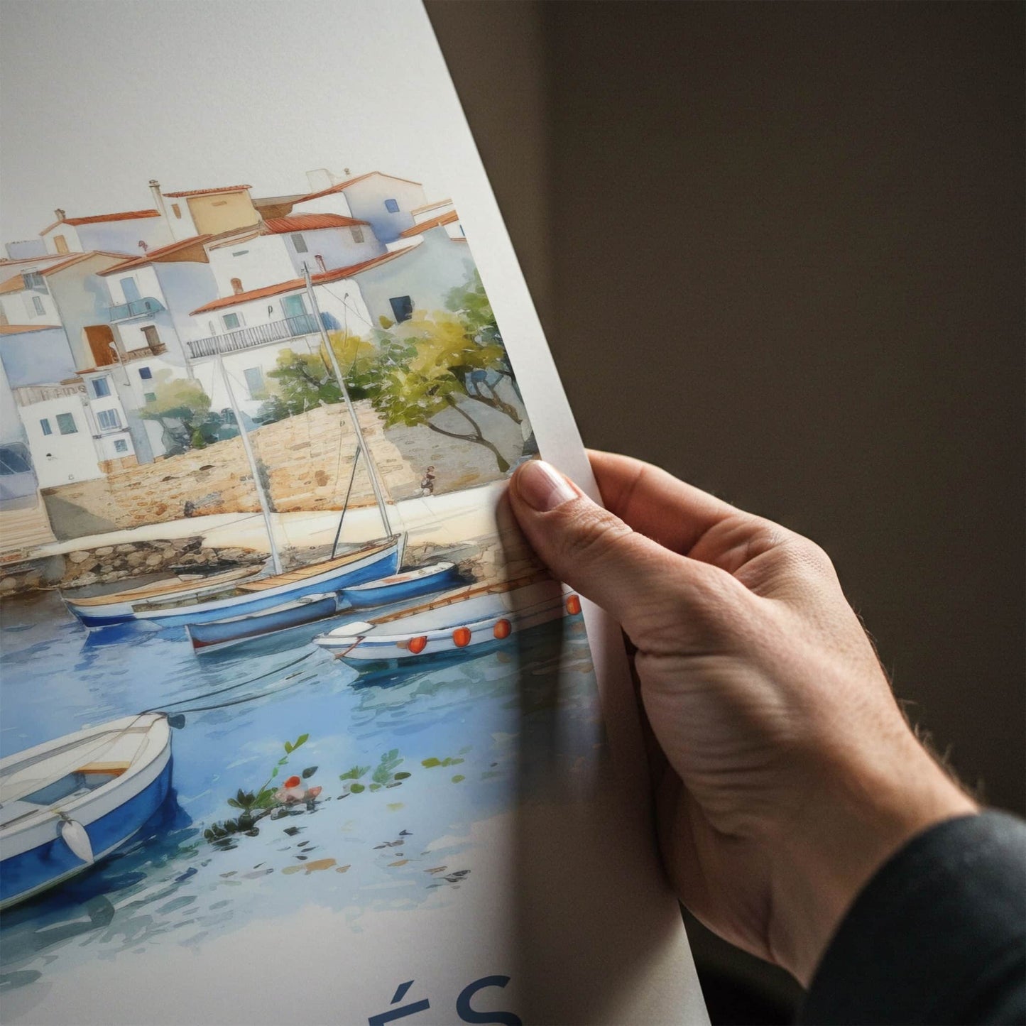 Cadaques Poster - Spain Travel Art - White Village Boats Home Decor